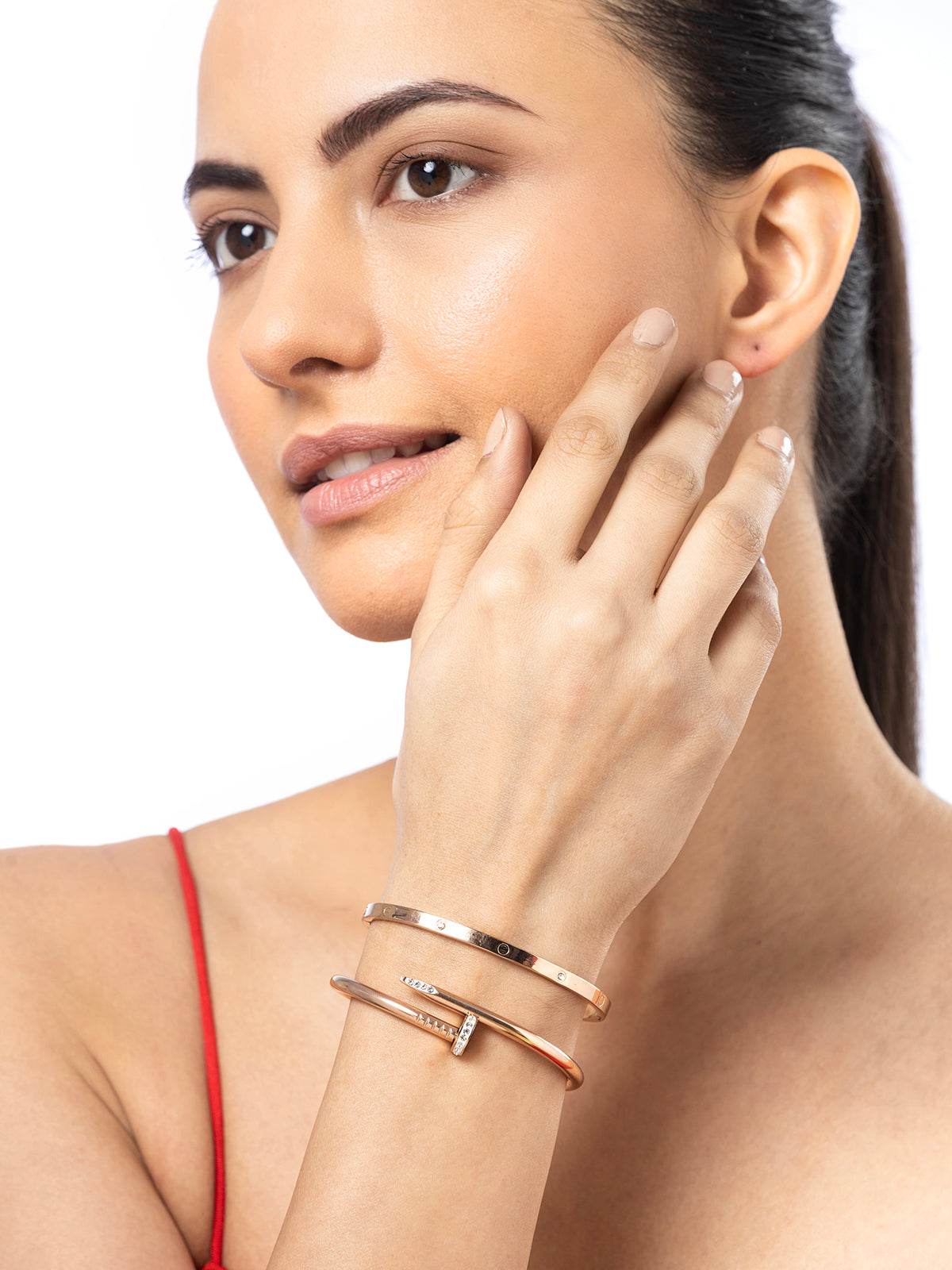 Scintillare By Sukkhi Rose Gold Plated with Stainless Steel & Crystal Stone Openable Kada Bracelet Combo Jewellery for Women&Girls|Anti Tarnish Jewellery|Gift for Wife Girlfriend Mother Sister|K107062
