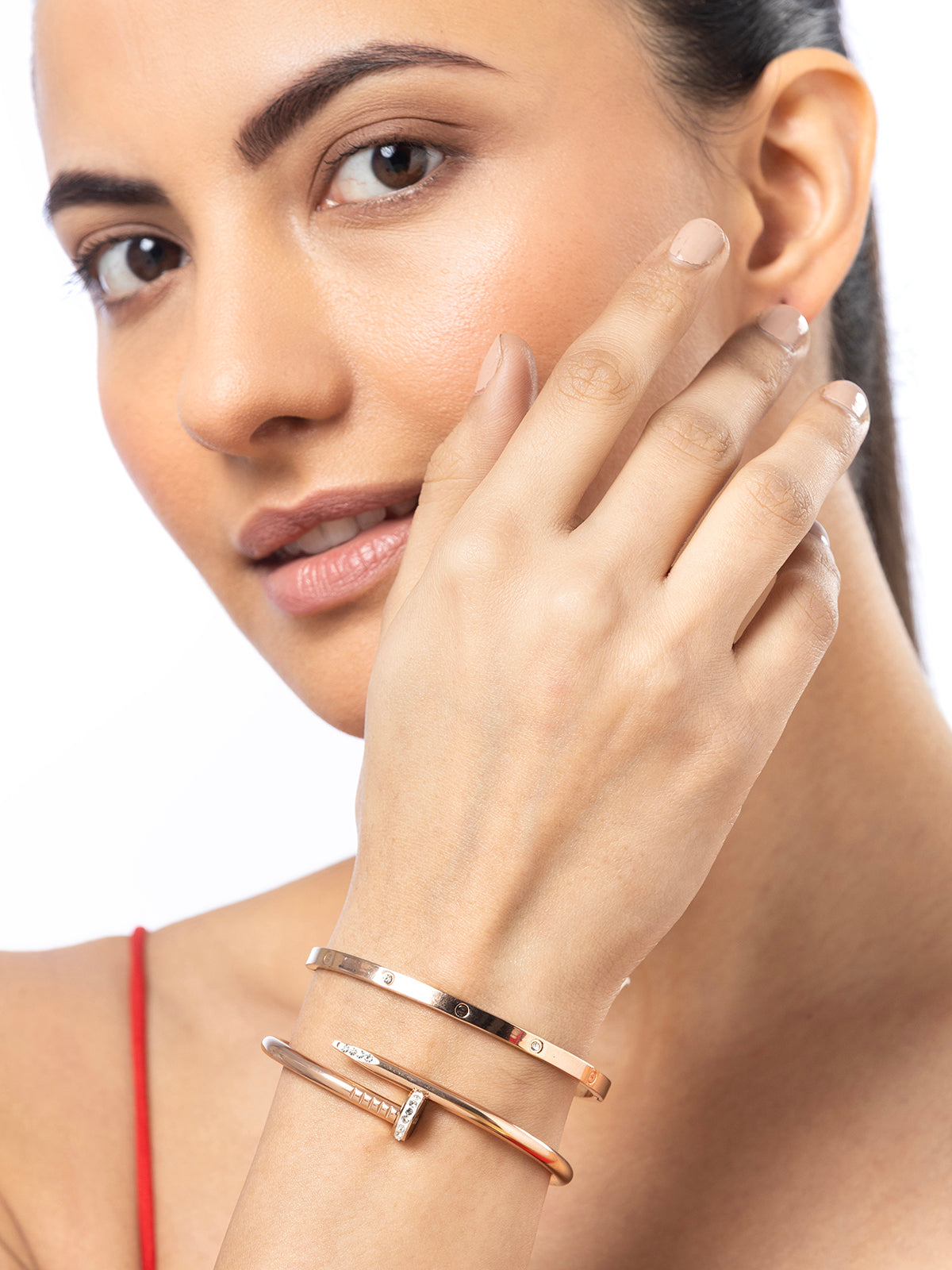 Scintillare By Sukkhi Rose Gold Plated with Stainless Steel & Crystal Stone Openable Kada Bracelet Combo Jewellery for Women&Girls|Anti Tarnish Jewellery|Gift for Wife Girlfriend Mother Sister|K107062