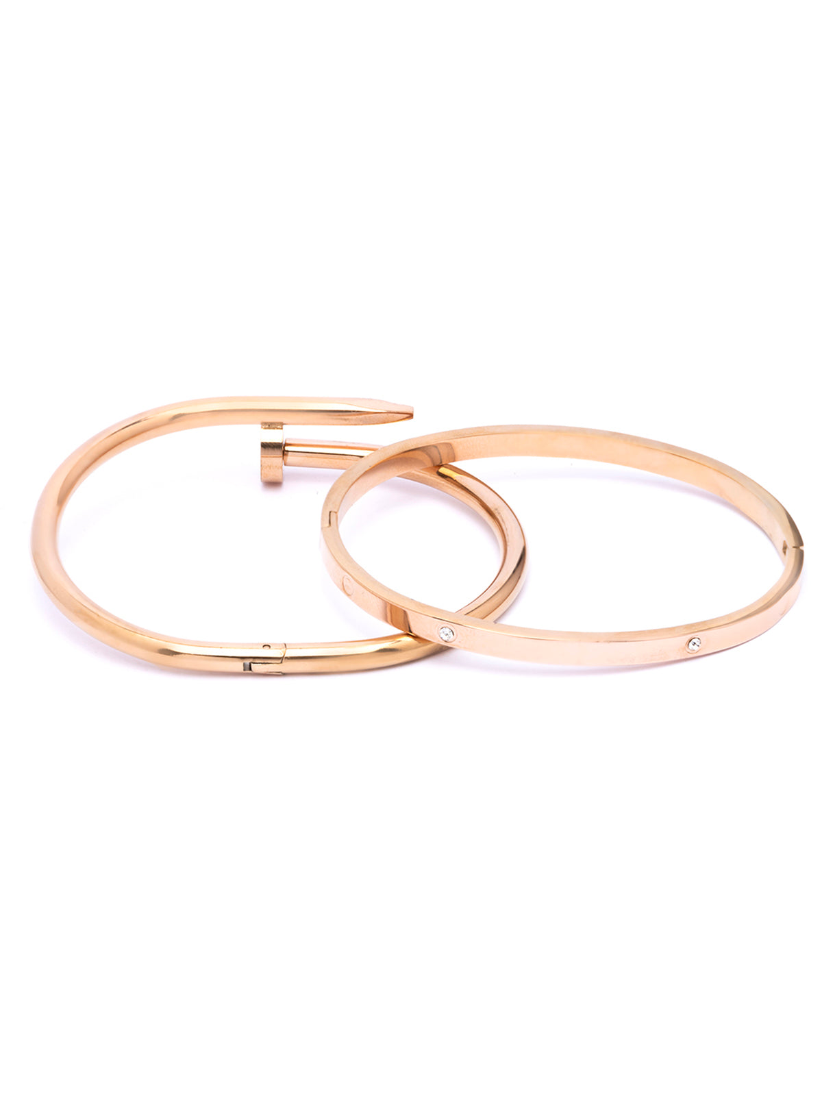 Scintillare By Sukkhi Rose Gold Plated with Stainless Steel & Crystal Stone Openable Kada Bracelet Combo Jewellery for Women&Girls|Anti Tarnish Jewellery|Gift for Wife Girlfriend Mother Sister|K107062