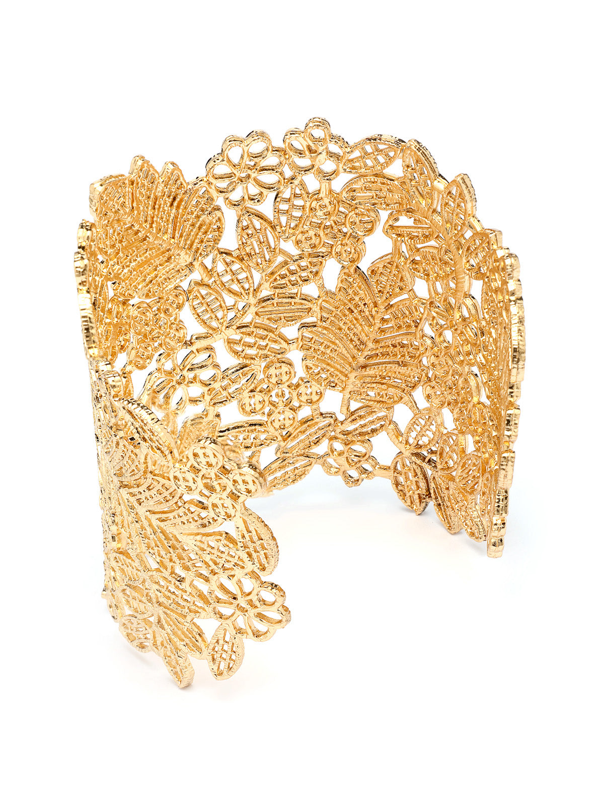 Scintillare By Sukkhi Lovely Stylish Non Precious Metal Gold Plated Leaf Design Cuff Kada Bracelet Jewellery For Women & Girls|K107286