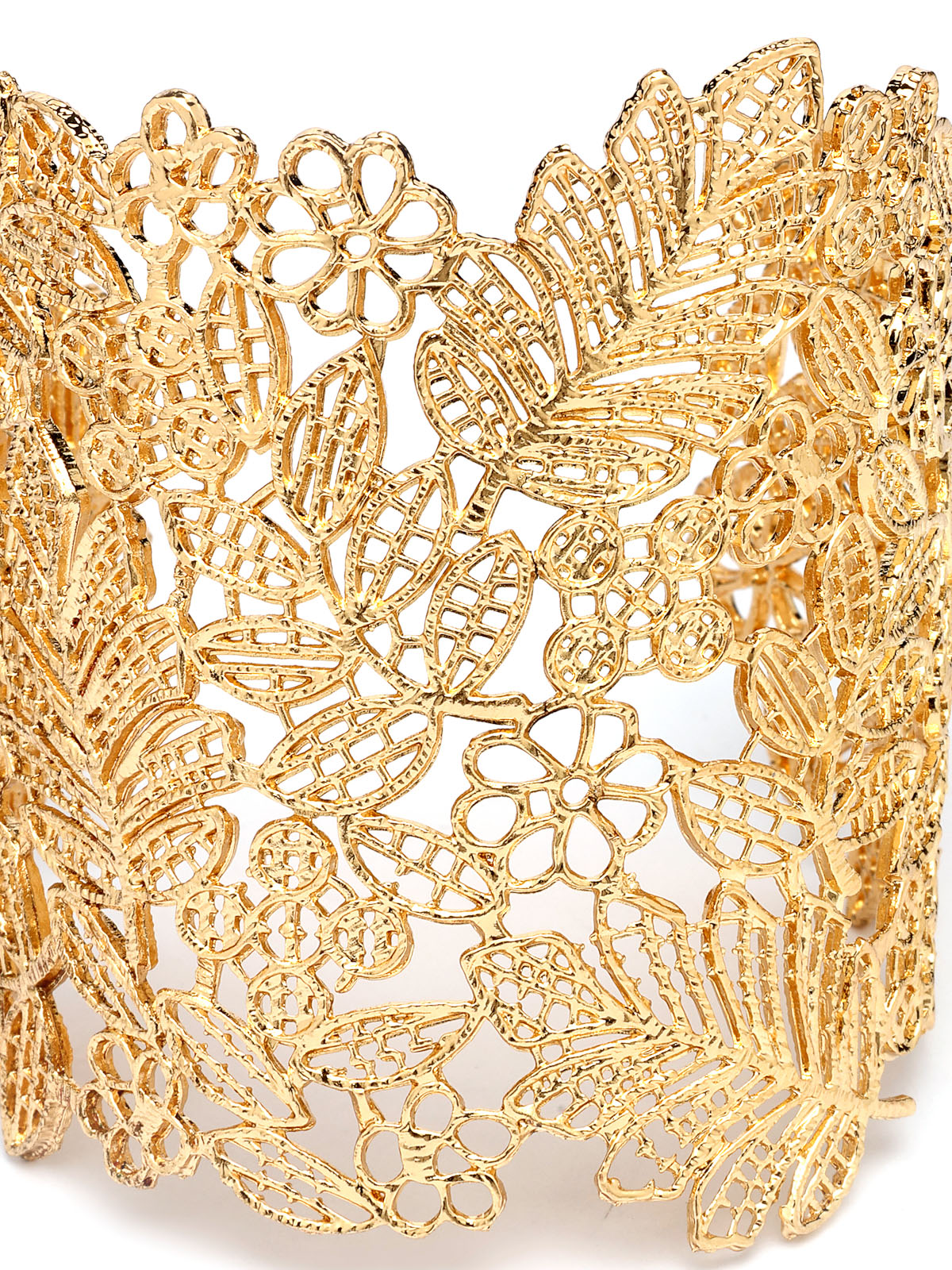 Scintillare By Sukkhi Lovely Stylish Non Precious Metal Gold Plated Leaf Design Cuff Kada Bracelet Jewellery For Women & Girls|K107286