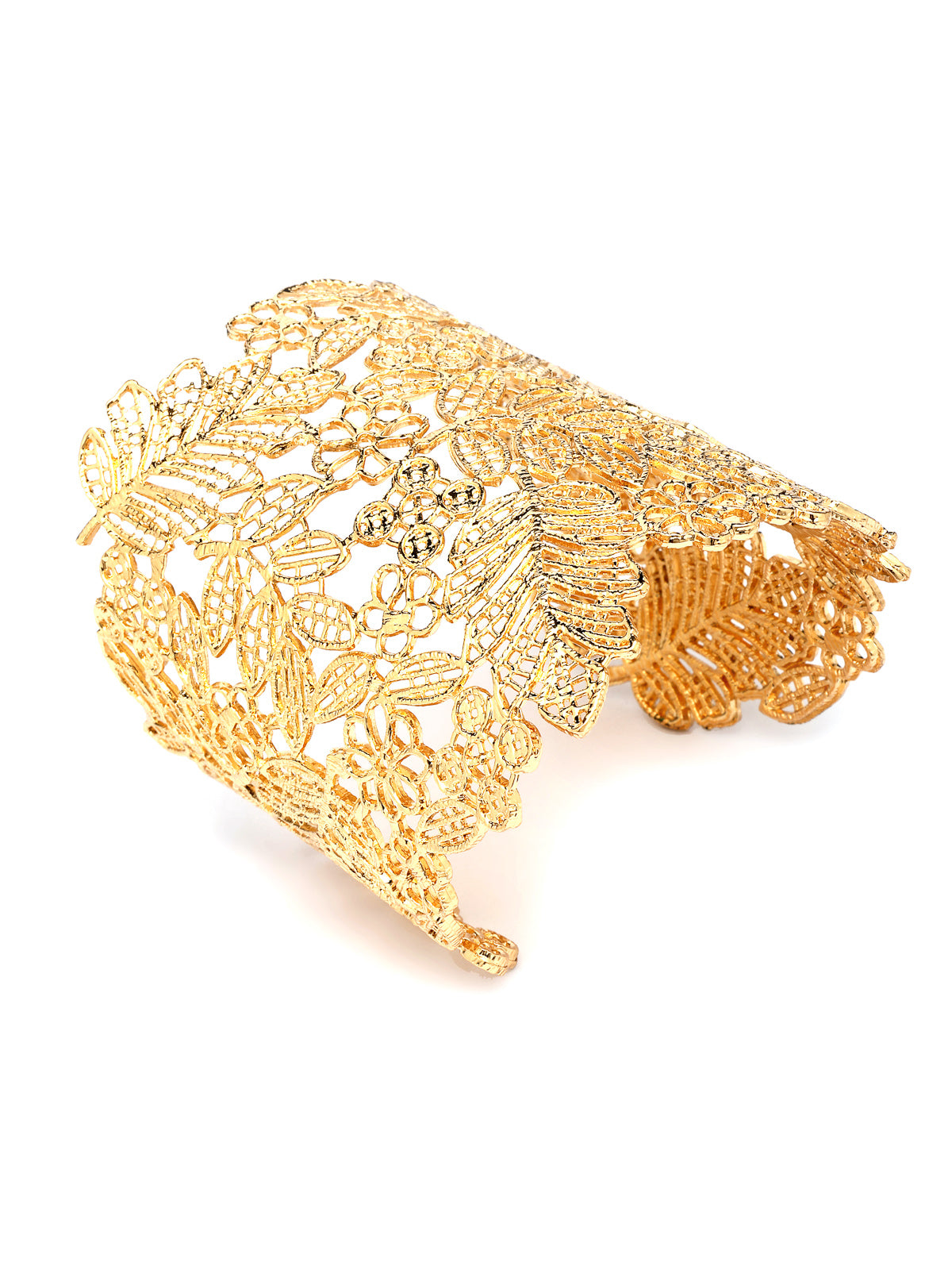 Scintillare By Sukkhi Lovely Stylish Non Precious Metal Gold Plated Leaf Design Cuff Kada Bracelet Jewellery For Women & Girls|K107286