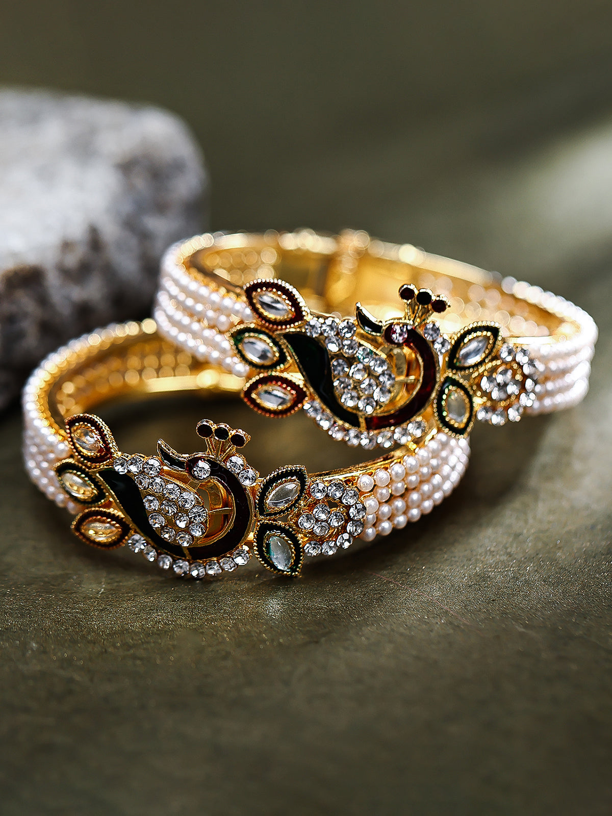 Sukkhi Traditional Peacock Gold Plated Pair Kada For Women K73482