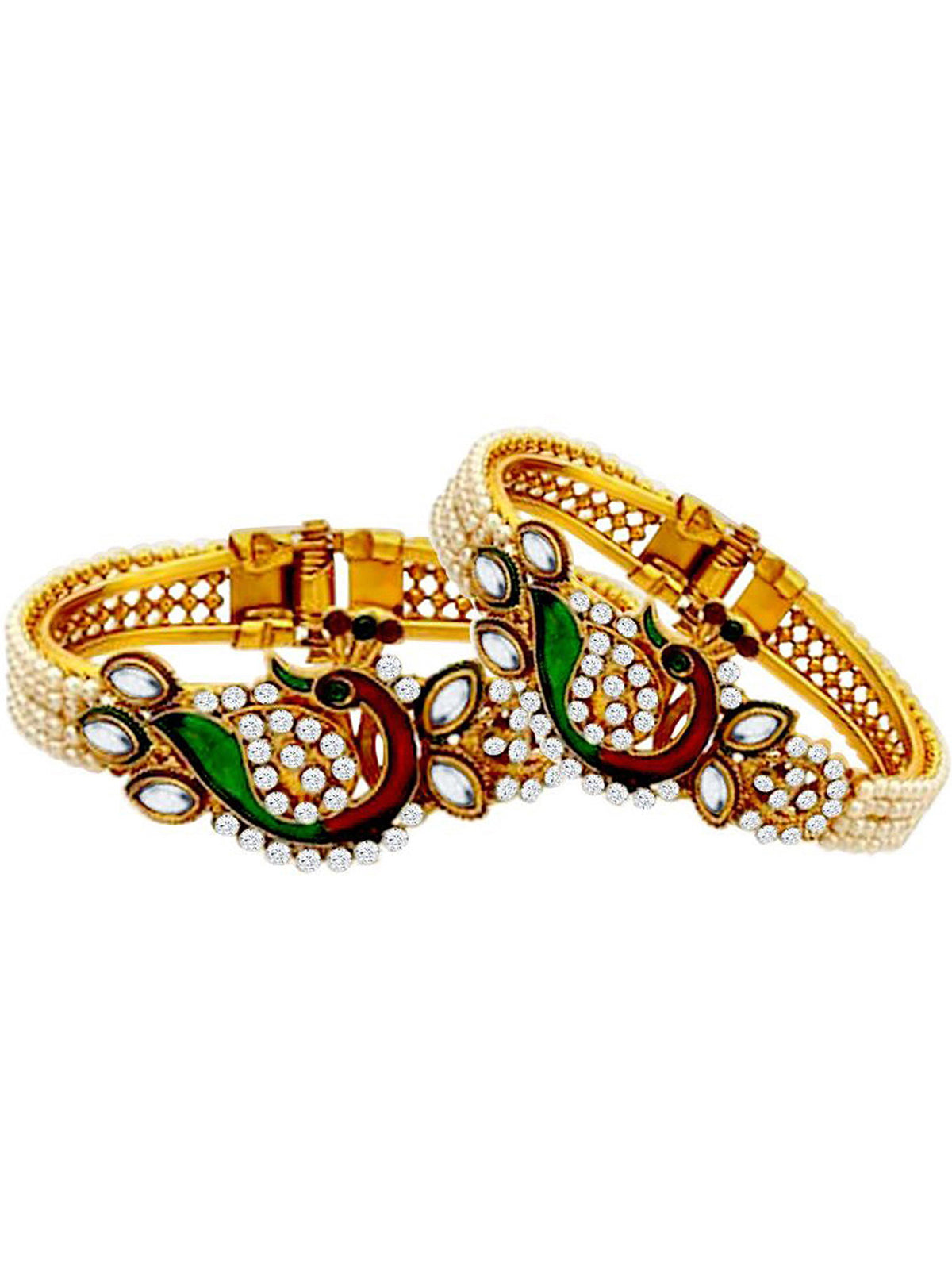 Sukkhi Traditional Peacock Gold Plated Pair Kada For Women K73482