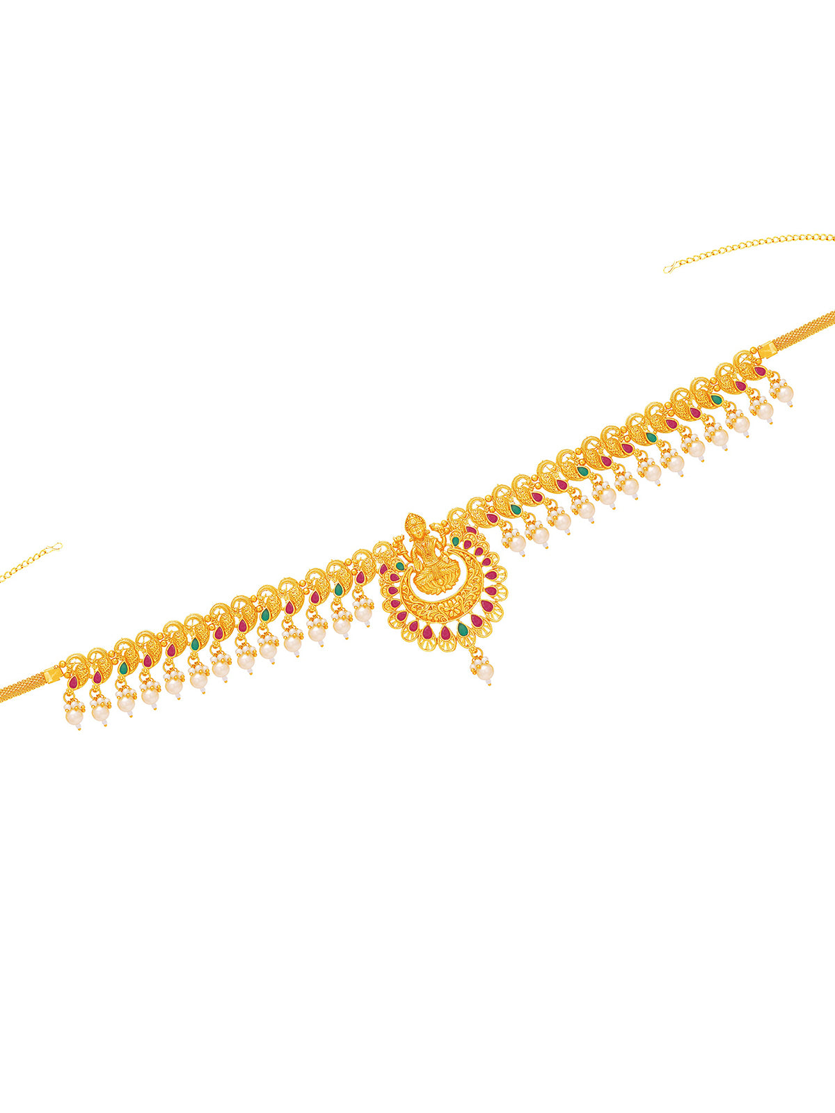Sukkhi Fascinating Temple Gold Plated Colur Stone & Pearl Kamarband For Women KB103214