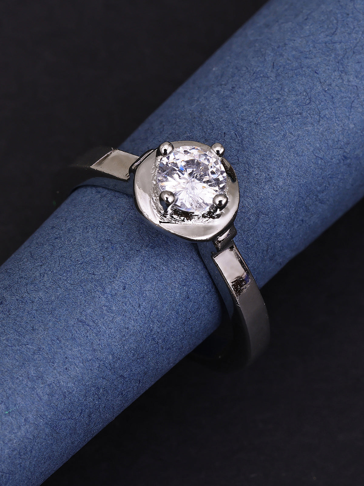 Pissara by Sukkhi Glossy 925 Sterling Silver Cubic Zirconia Finger Ring For Women And Girls|with Authenticity Certificate, 925 Stamp & 6 Months Warranty LR104648