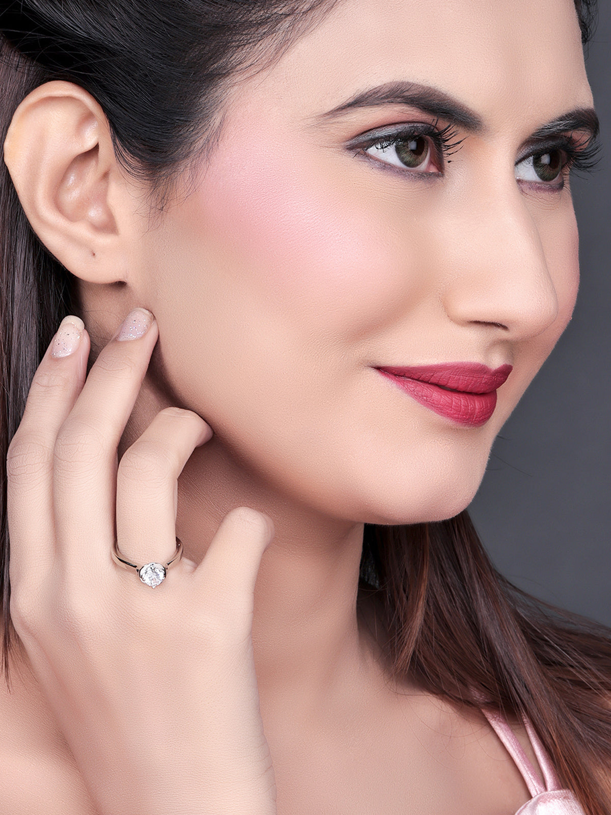 Pissara by Sukkhi Glossy 925 Sterling Silver Cubic Zirconia Finger Ring For Women And Girls|with Authenticity Certificate, 925 Stamp & 6 Months Warranty LR104648