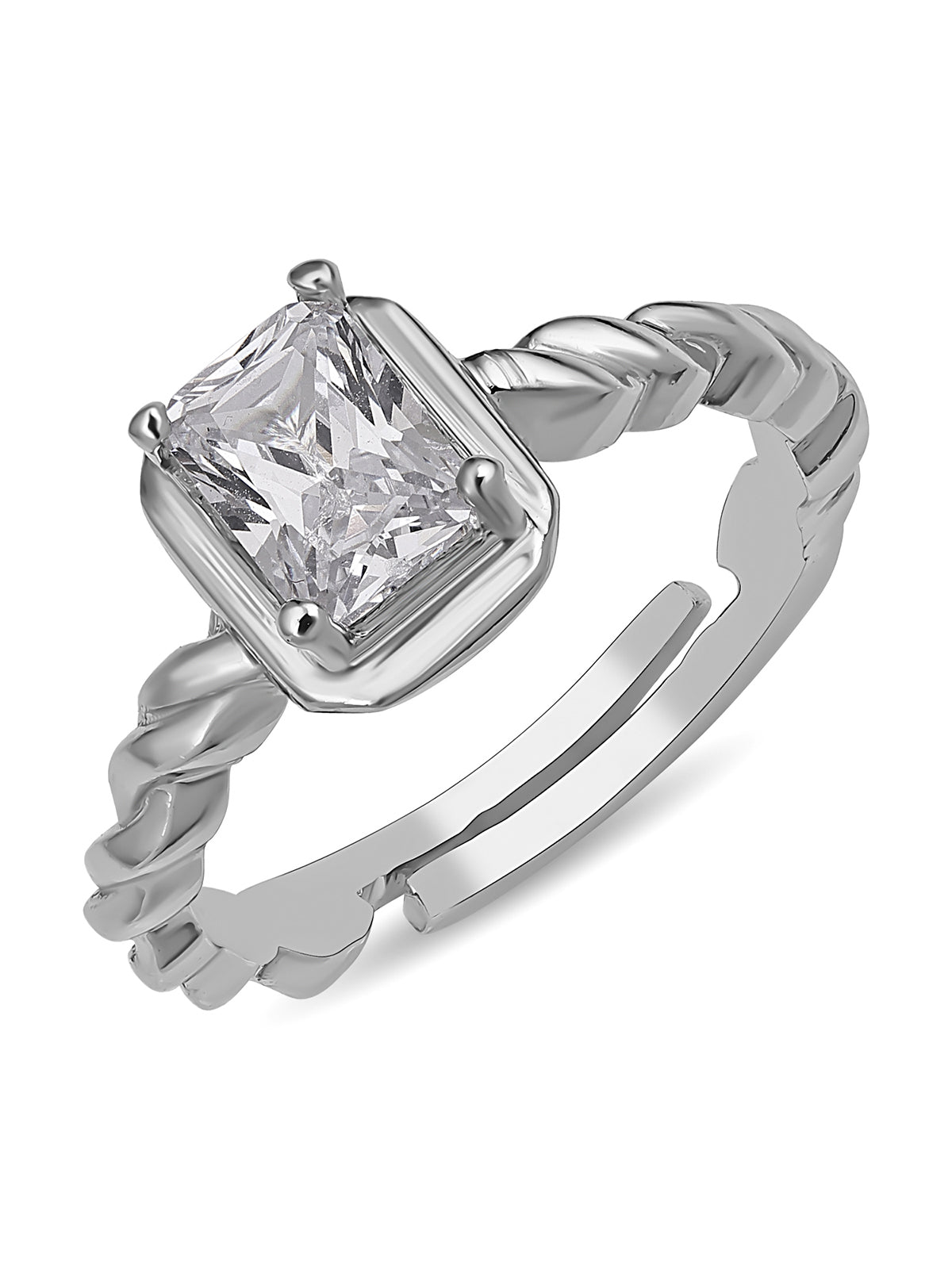 Pissara by Sukkhi Sparkling 925 Sterling Silver Cubic Zirconia Finger Ring For Women And Girls|with Authenticity Certificate, 925 Stamp & 6 Months Warranty LR104652