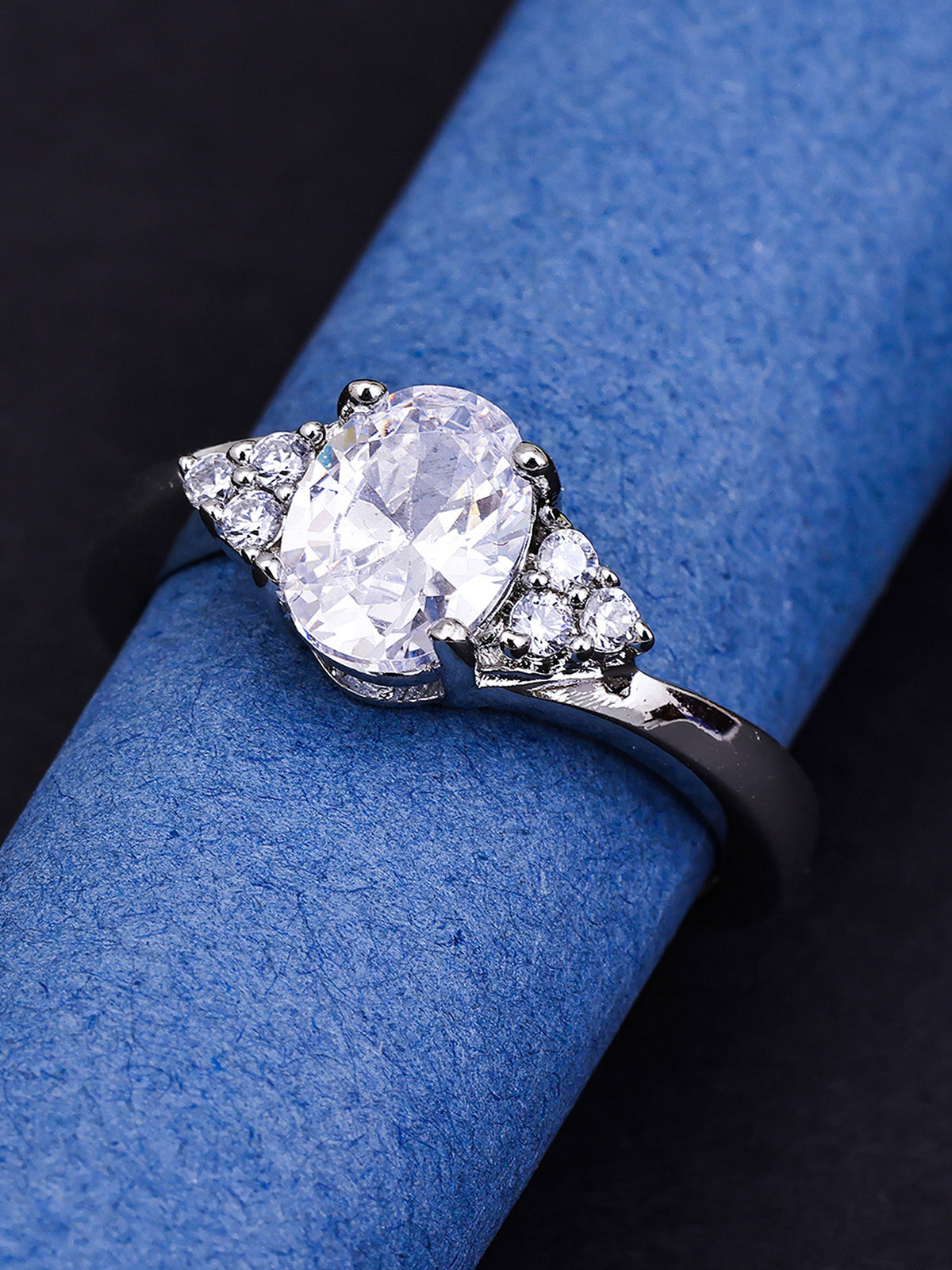 Pissara by Sukkhi Beautiful 925 Sterling Silver Cubic Zirconia Finger Ring For Women And Girls|with Authenticity Certificate, 925 Stamp & 6 Months Warranty LR104653