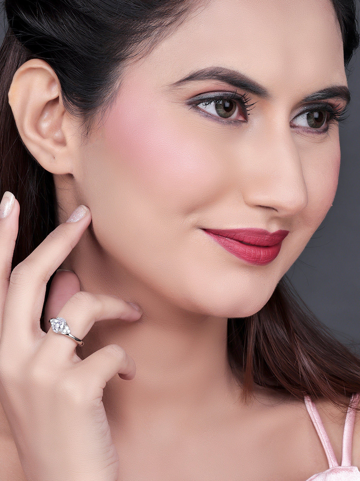 Pissara by Sukkhi Beautiful 925 Sterling Silver Cubic Zirconia Finger Ring For Women And Girls|with Authenticity Certificate, 925 Stamp & 6 Months Warranty LR104653