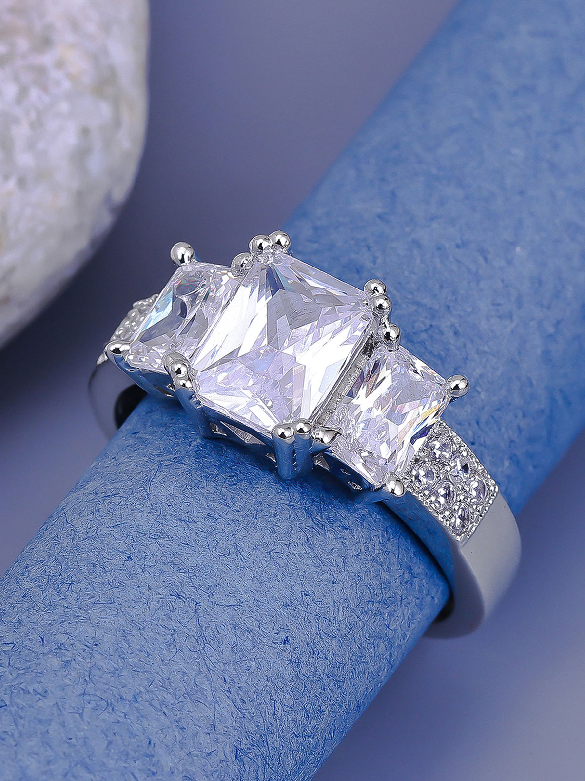 Pissara by Sukkhi Spectacular 925 Sterling Silver Cubic Zirconia Finger Ring For Women And Girls|with Authenticity Certificate, 925 Stamp & 6 Months Warranty LR104655