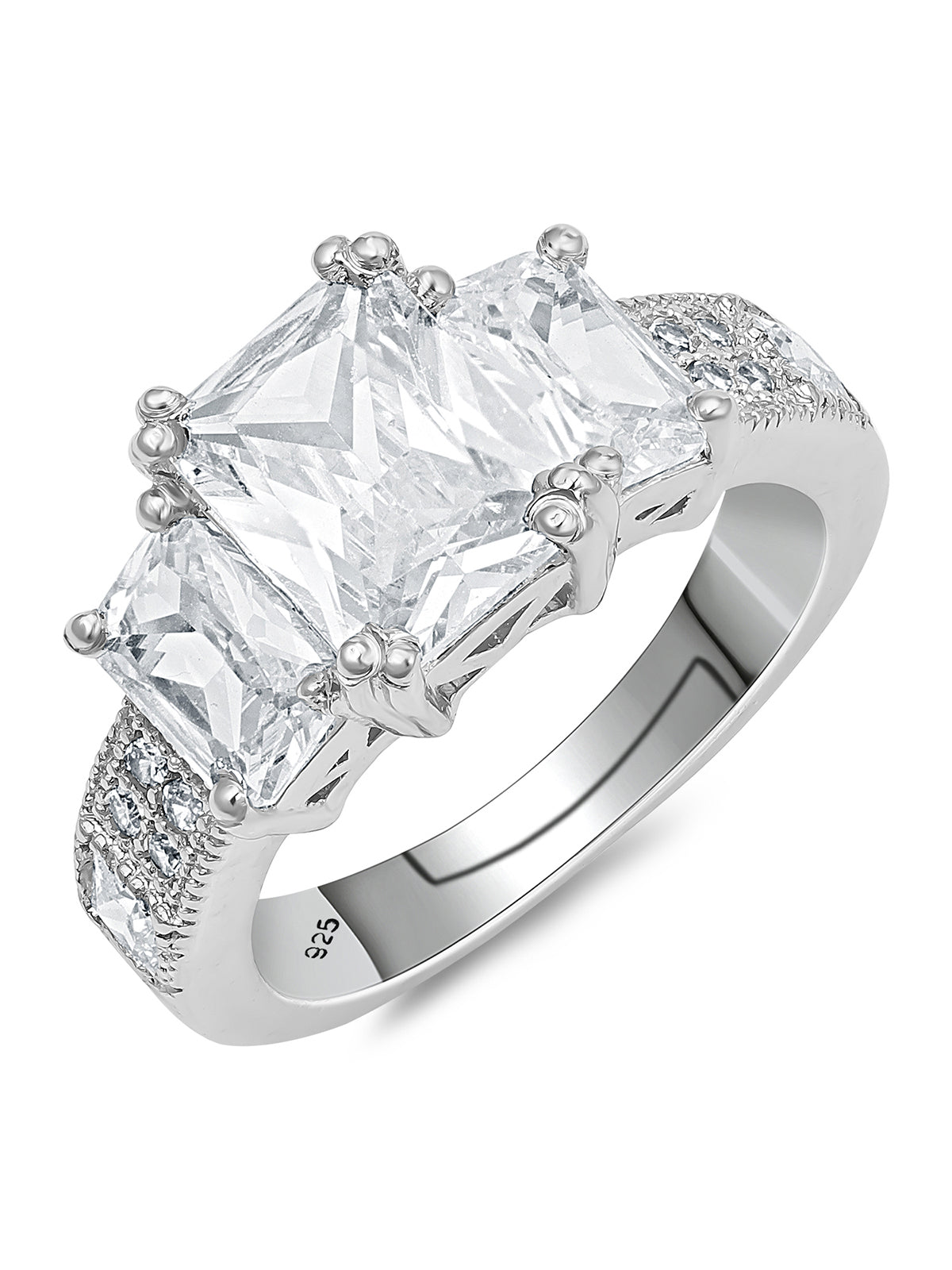Pissara by Sukkhi Spectacular 925 Sterling Silver Cubic Zirconia Finger Ring For Women And Girls|with Authenticity Certificate, 925 Stamp & 6 Months Warranty LR104655