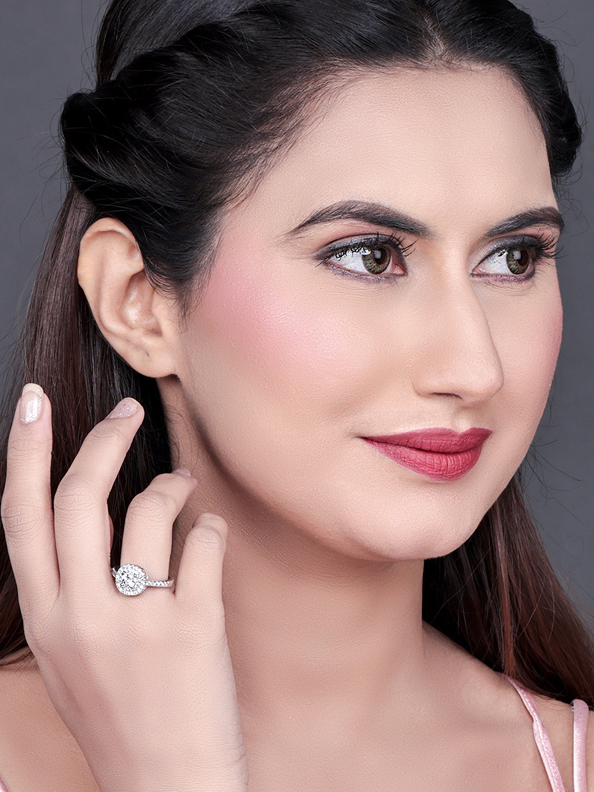 Pissara by Sukkhi Glitzy 925 Sterling Silver Cubic Zirconia Finger Ring For Women And Girls|with Authenticity Certificate, 925 Stamp & 6 Months Warranty LR104658