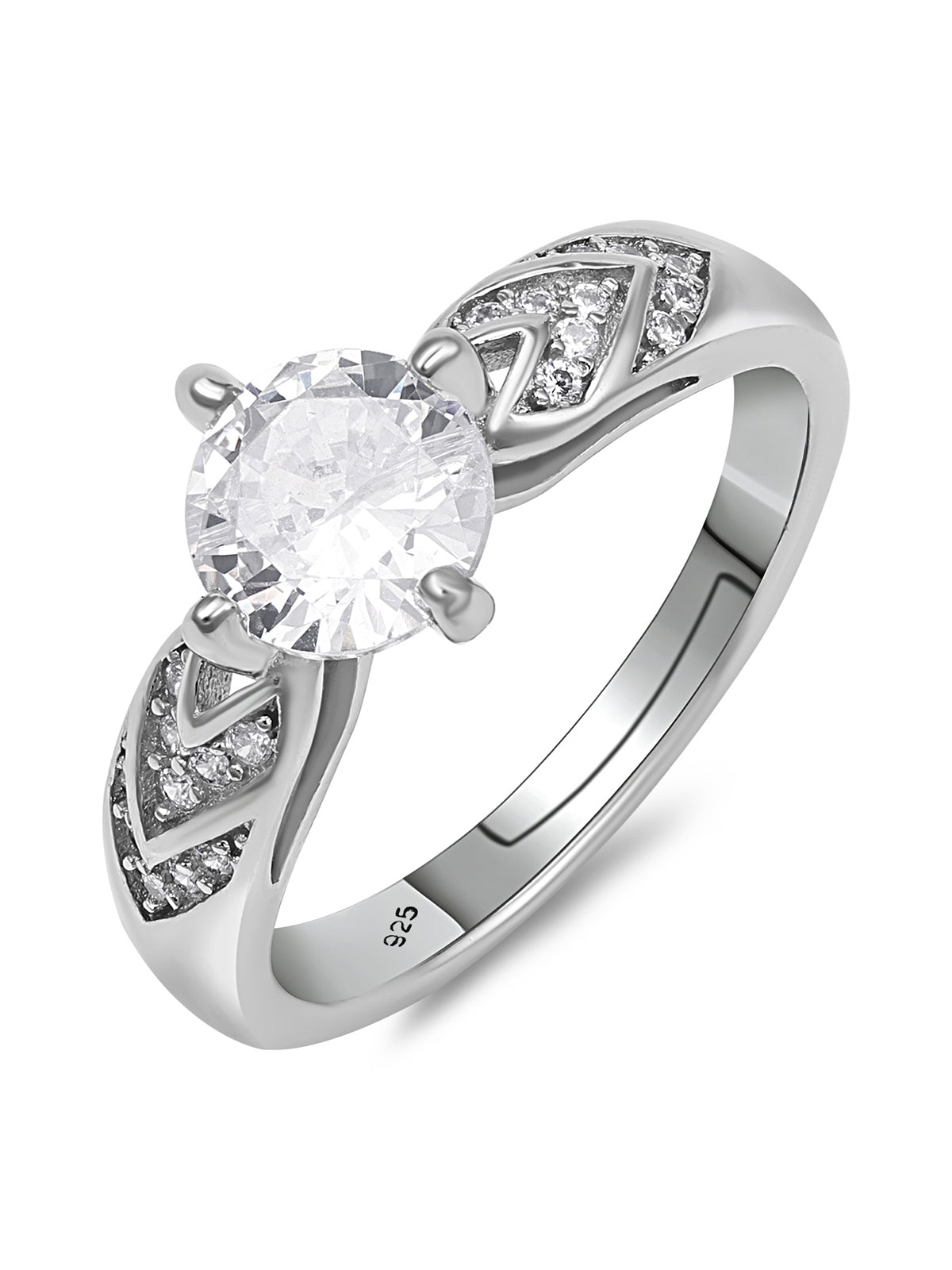 Pissara by Sukkhi Fashionable 925 Sterling Silver Cubic Zirconia Finger Ring For Women And Girls|with Authenticity Certificate, 925 Stamp & 6 Months Warranty LR104661