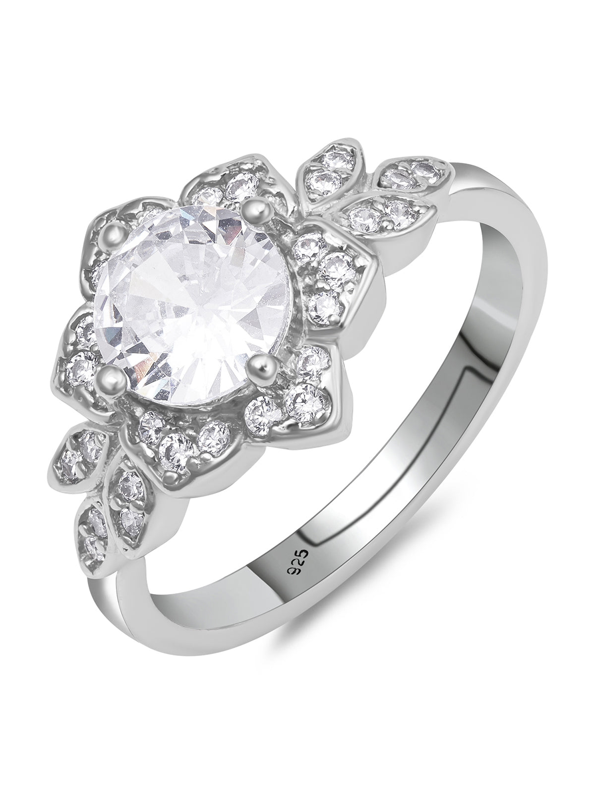 Pissara by Sukkhi Glittery 925 Sterling Silver Cubic Zirconia Finger Ring For Women And Girls|with Authenticity Certificate, 925 Stamp & 6 Months Warranty LR104664