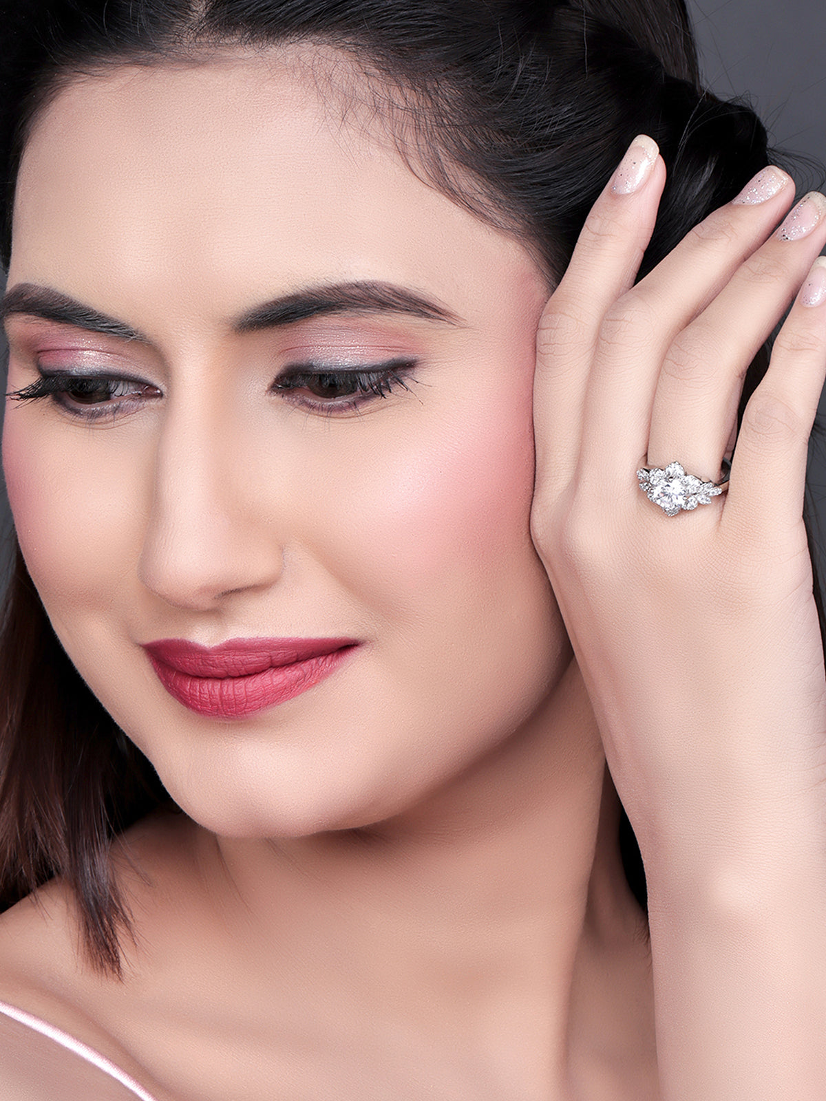 Pissara by Sukkhi Glittery 925 Sterling Silver Cubic Zirconia Finger Ring For Women And Girls|with Authenticity Certificate, 925 Stamp & 6 Months Warranty LR104664
