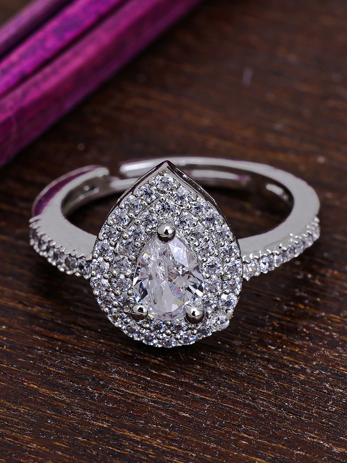 Pissara by Sukkhi Lovely 925 Sterling Silver Cubic Zirconia Finger Ring For Women And Girls|with Authenticity Certificate, 925 Stamp & 6 Months Warranty LR104665