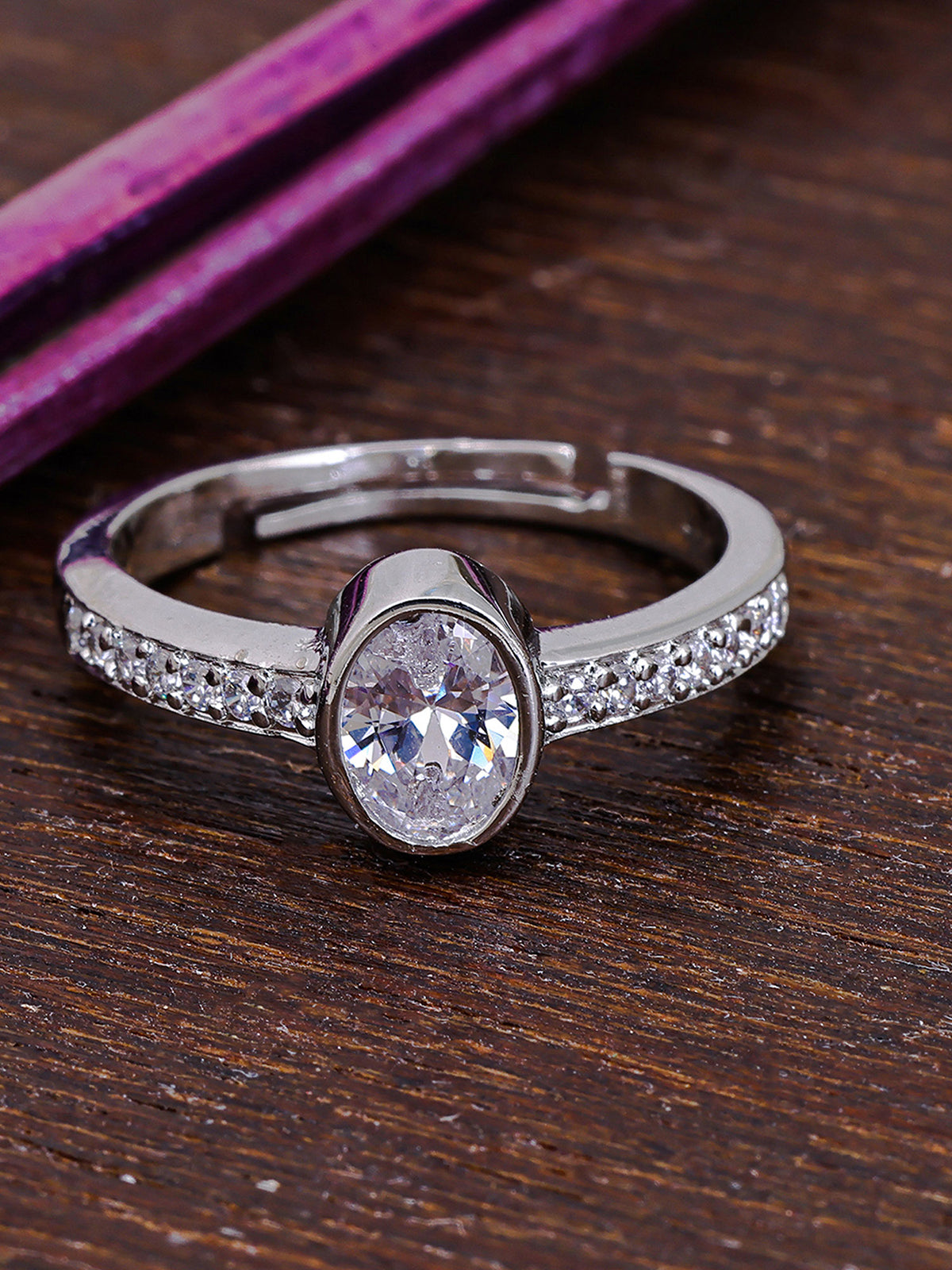 Pissara by Sukkhi Delicate 925 Sterling Silver Cubic Zirconia Finger Ring For Women And Girls|with Authenticity Certificate, 925 Stamp & 6 Months Warranty LR104670