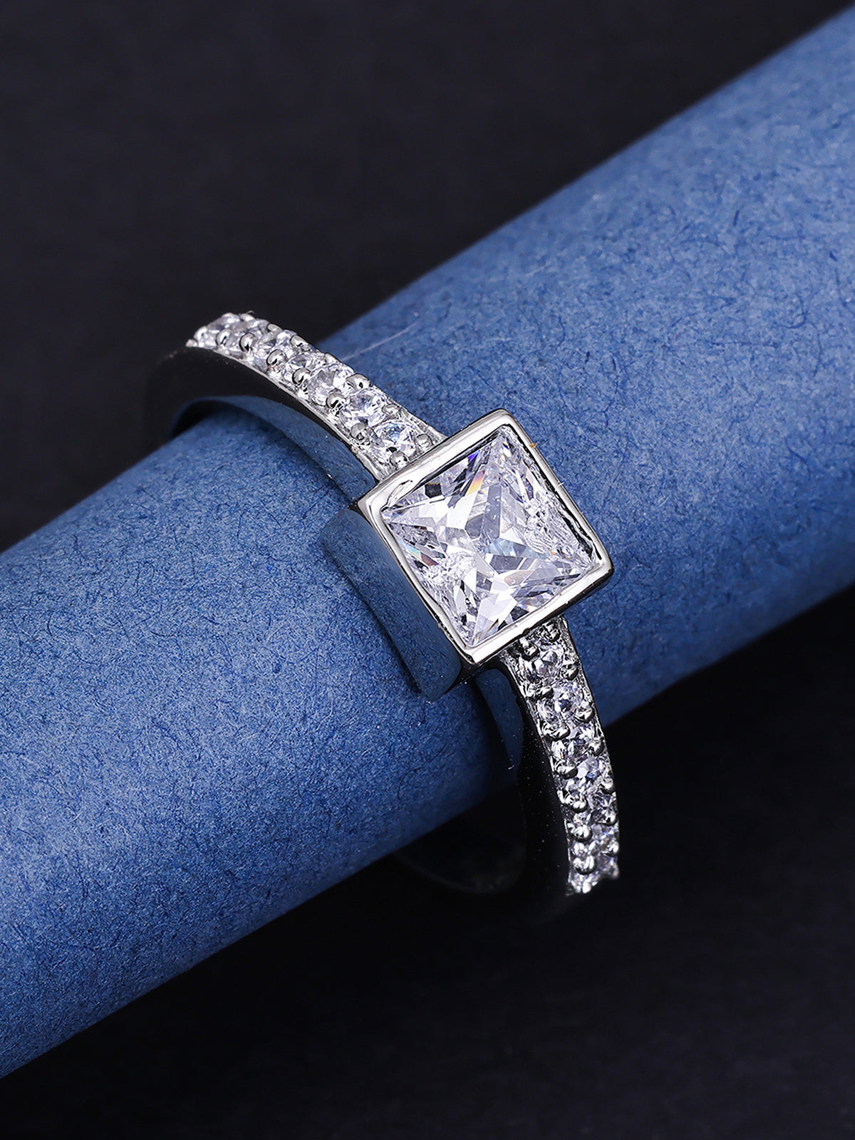 Pissara by Sukkhi Lovely 925 Sterling Silver Cubic Zirconia Finger Ring For Women And Girls|with Authenticity Certificate, 925 Stamp & 6 Months Warranty LR104673