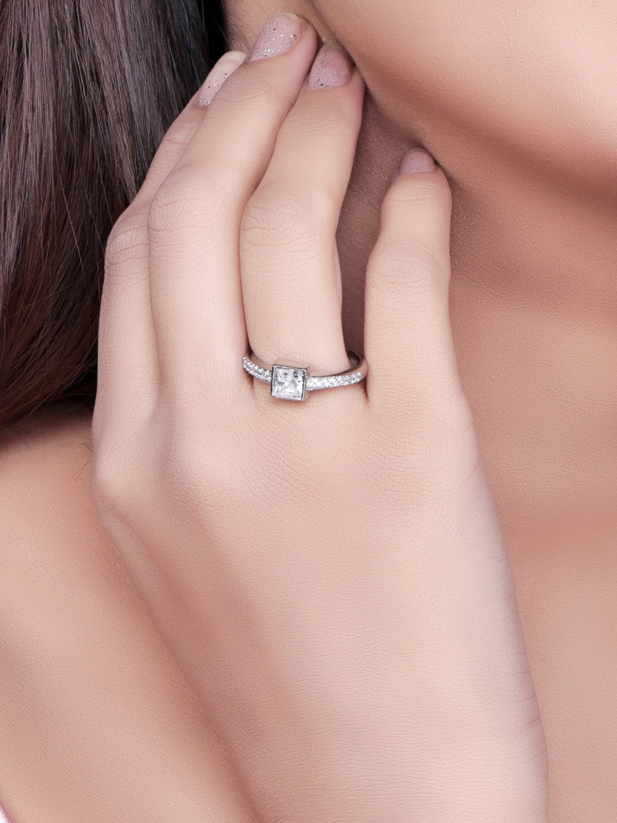 Pissara by Sukkhi Lovely 925 Sterling Silver Cubic Zirconia Finger Ring For Women And Girls|with Authenticity Certificate, 925 Stamp & 6 Months Warranty LR104673