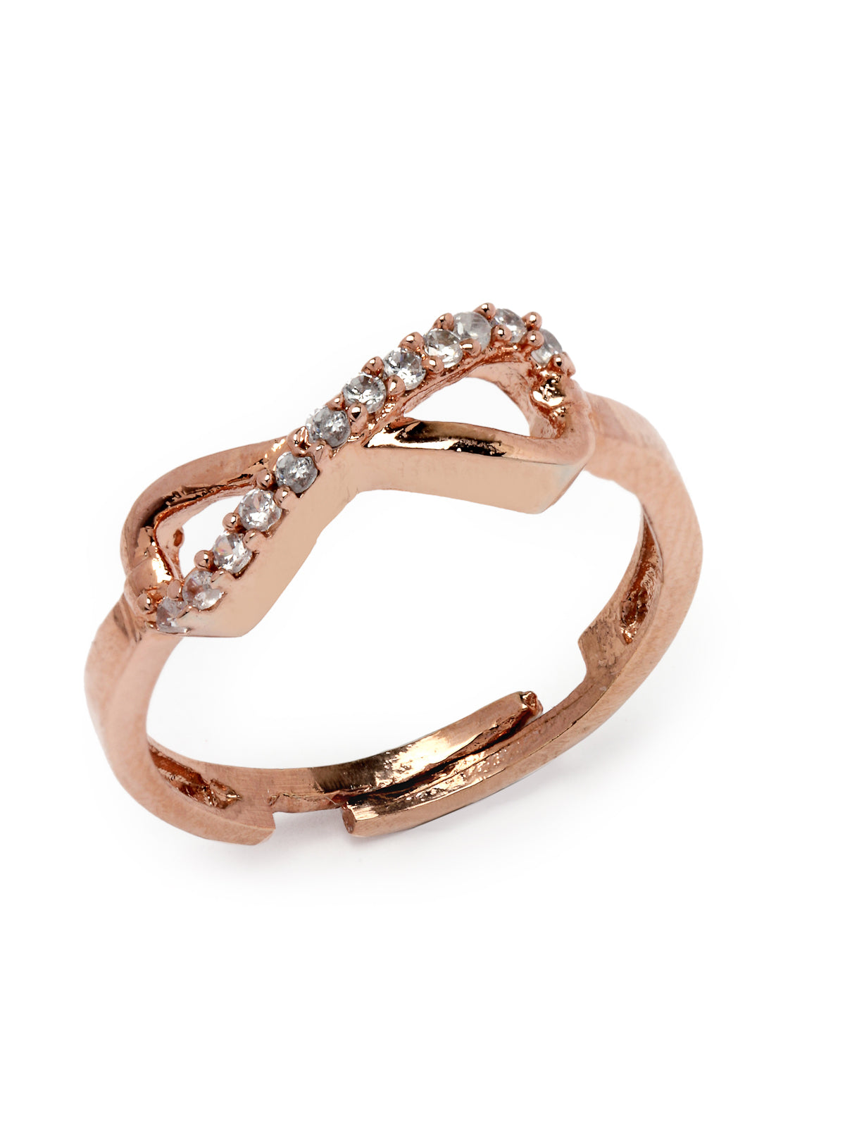 Pissara by Sukkhi Brilliant 925 Sterling Silver Bow Shaped Rose Gold Plated Cubic Zirconia Signet Ring For Women & Girls|with Authenticity Certificate, 925 Stamp & 6 Months Warranty LR105233