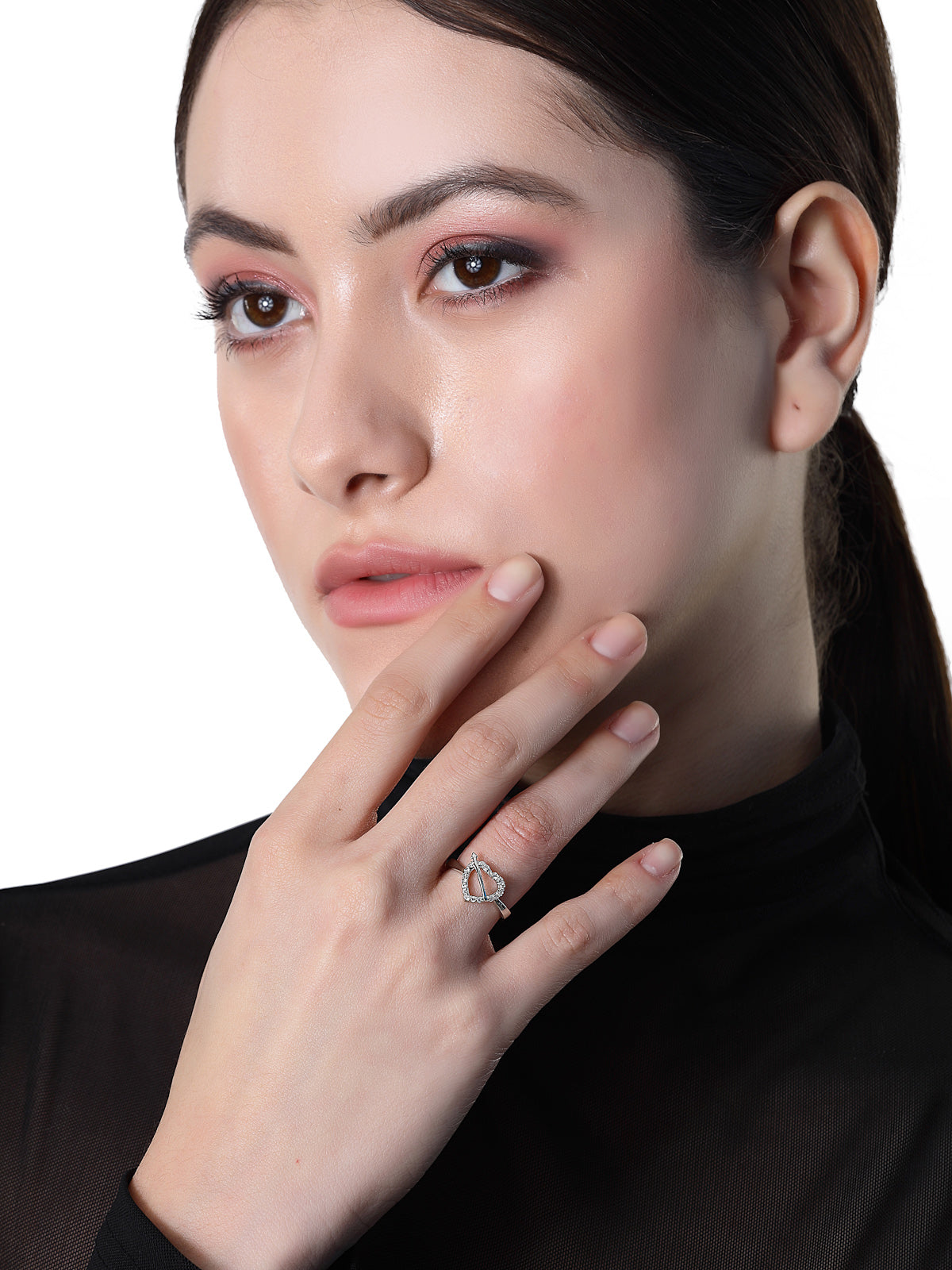 Pissara by Sukkhi Youthful 925 Sterling Silver Heart Shaped Cubic Zirconia Wedding Bands Ring For Women & Girls|with Authenticity Certificate, 925 Stamp & 6 Months Warranty LR105234