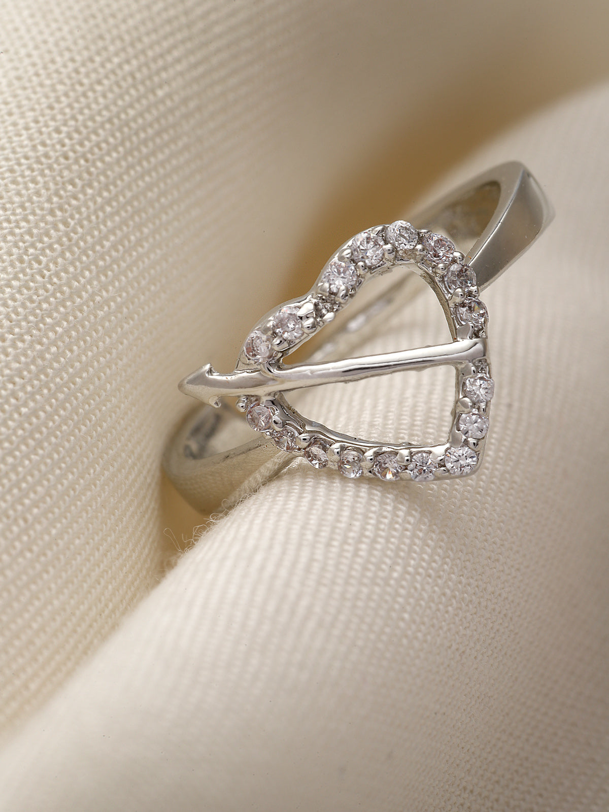 Pissara by Sukkhi Youthful 925 Sterling Silver Heart Shaped Cubic Zirconia Wedding Bands Ring For Women & Girls|with Authenticity Certificate, 925 Stamp & 6 Months Warranty LR105234