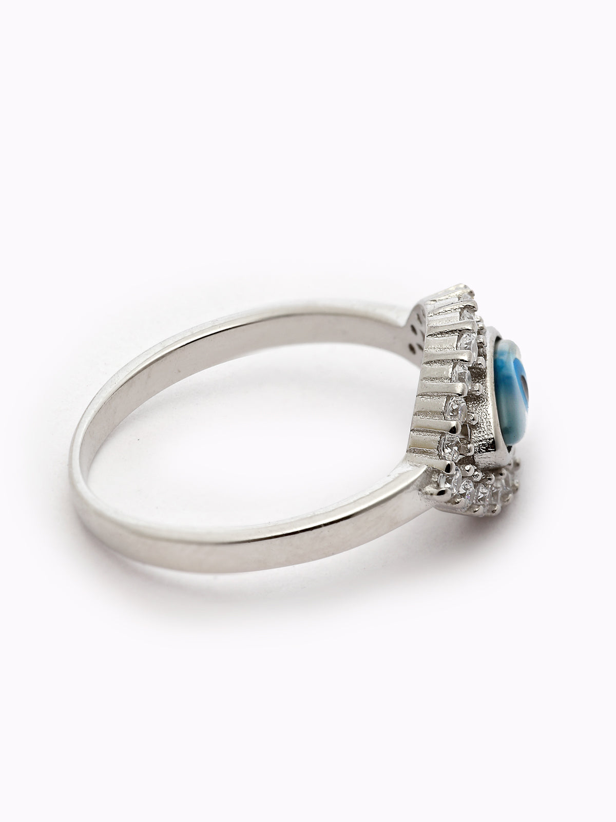 Pissara by Sukkhi Eye-Catchy 925 Sterling Silver Evil Eye Shaped Cubic Zirconia Signet Ring For Women & Girls|with Authenticity Certificate, 925 Stamp & 6 Months Warranty LR105237