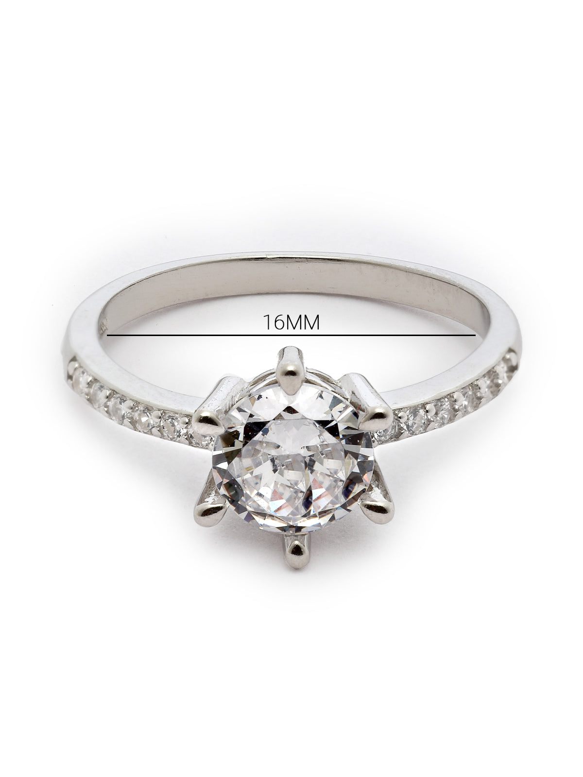 Pissara by Sukkhi Classy 925 Sterling Silver Round Shaped Cubic Zirconia Solitaire Ring Ring For Women & Girls|with Authenticity Certificate, 925 Stamp & 6 Months Warranty LR105249