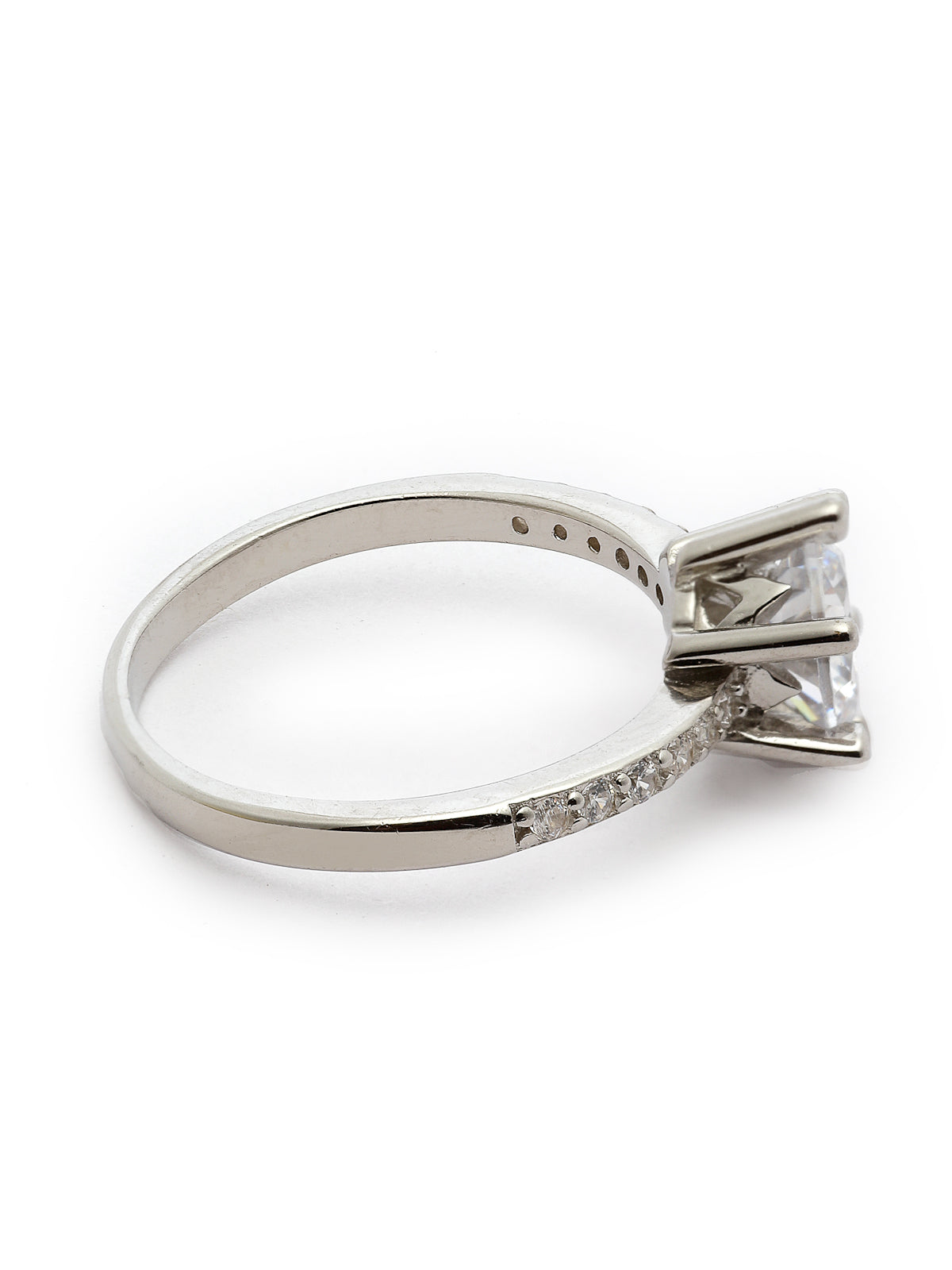 Pissara by Sukkhi Classy 925 Sterling Silver Round Shaped Cubic Zirconia Solitaire Ring Ring For Women & Girls|with Authenticity Certificate, 925 Stamp & 6 Months Warranty LR105249