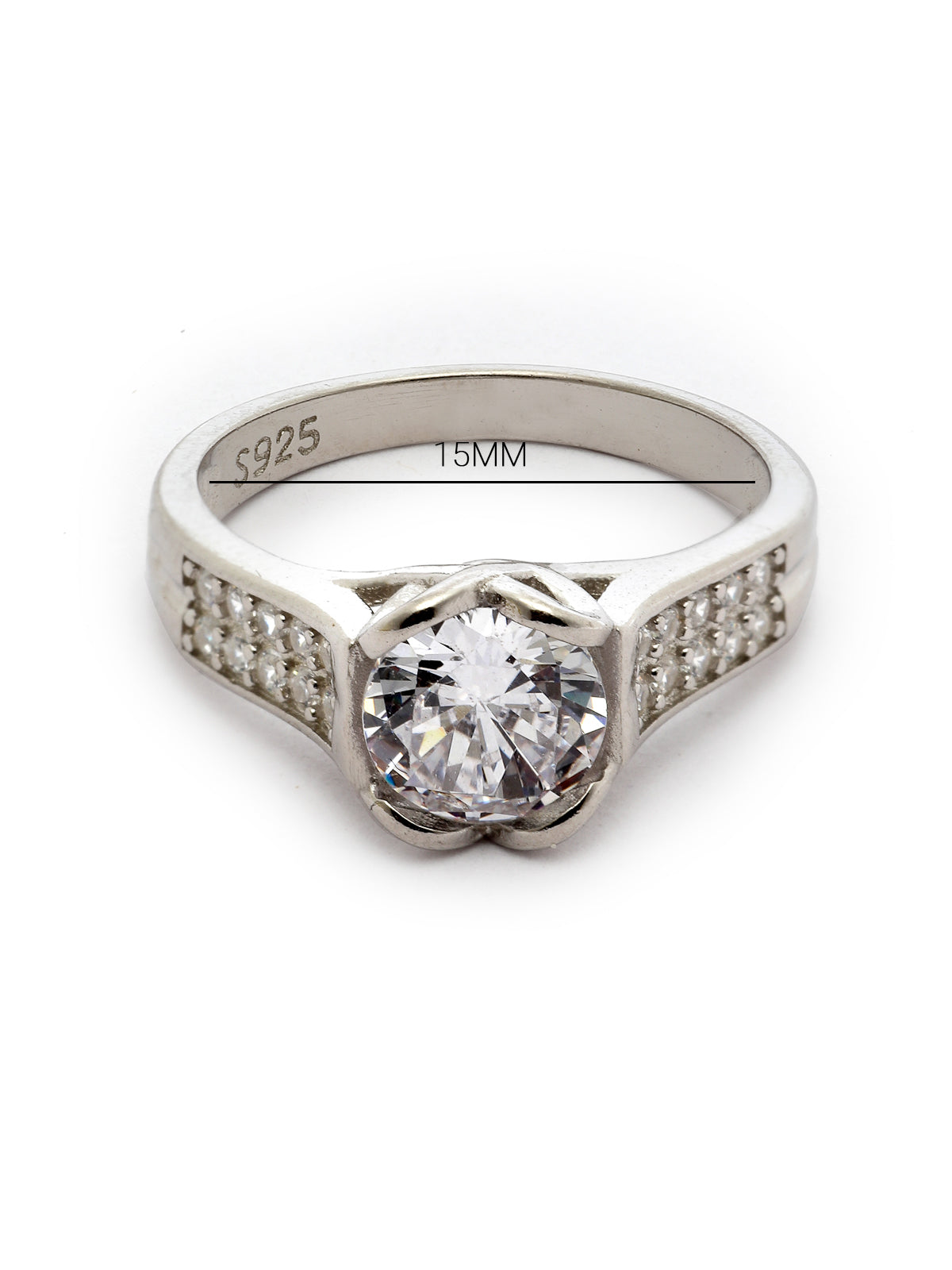 Pissara by Sukkhi Incredible 925 Sterling Silver Heart Shaped Cubic Zirconia Solitaire Ring For Women & Girls|with Authenticity Certificate, 925 Stamp & 6 Months Warranty LR105251