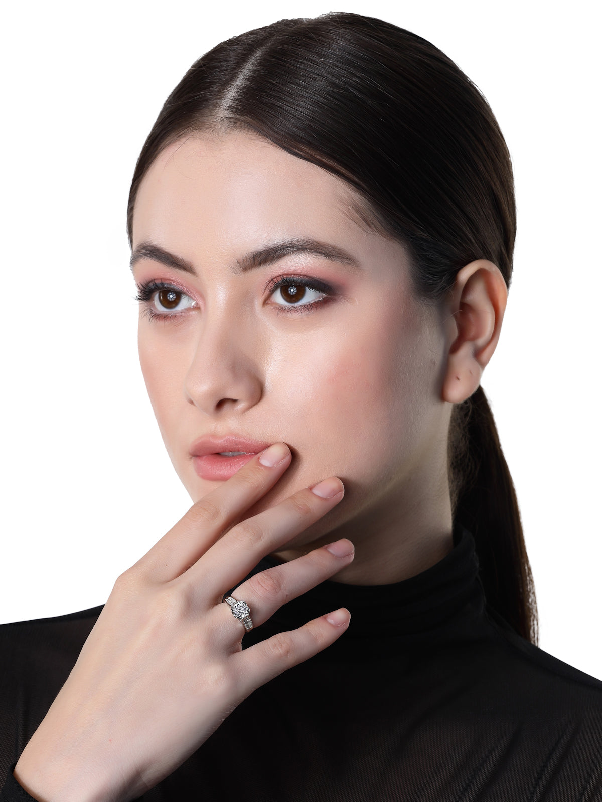 Pissara by Sukkhi Incredible 925 Sterling Silver Heart Shaped Cubic Zirconia Solitaire Ring For Women & Girls|with Authenticity Certificate, 925 Stamp & 6 Months Warranty LR105251