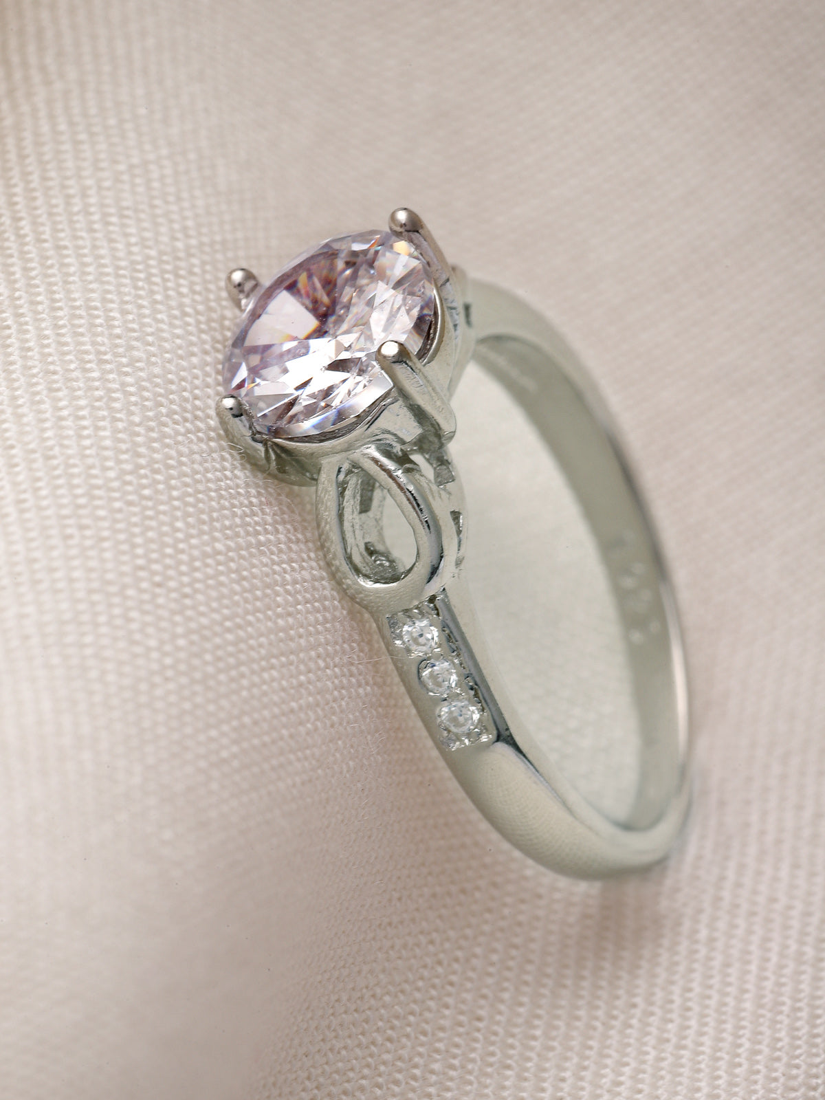 Pissara by Sukkhi Lavish 925 Sterling Silver Round Shaped Cubic Zirconia Solitaire Ring For Women & Girls|with Authenticity Certificate, 925 Stamp & 6 Months Warranty LR105256