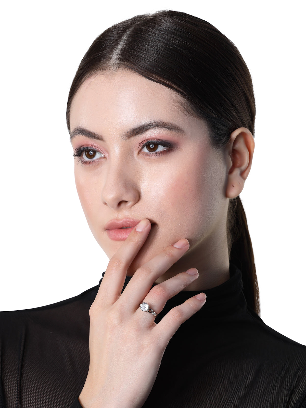 Pissara by Sukkhi Lavish 925 Sterling Silver Round Shaped Cubic Zirconia Solitaire Ring For Women & Girls|with Authenticity Certificate, 925 Stamp & 6 Months Warranty LR105256