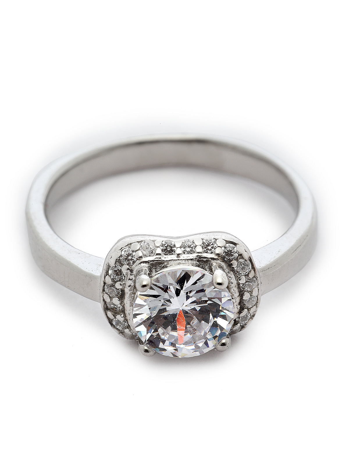 Pissara by Sukkhi Resplendent 925 Sterling Silver Cubic Zirconia Solitaire Ring For Women & Girls|with Authenticity Certificate, 925 Stamp & 6 Months Warranty LR105257