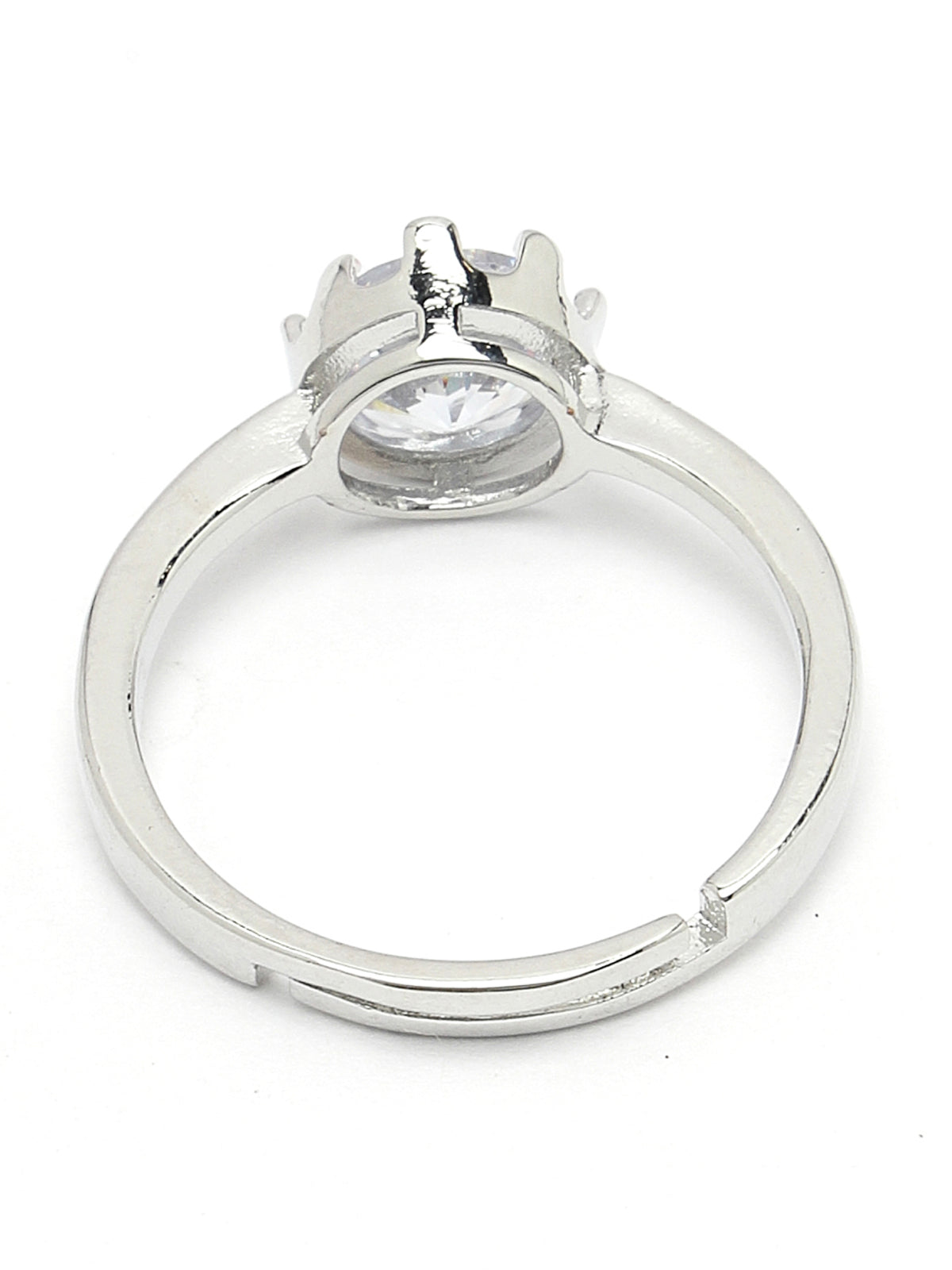 Scintillare by Sukkhi Delicate Rhodium Plated Silver American Diamonds Studded Heart Shaped Finger Ring for Women & Girls | Valentine Gifts Collection|LR106607