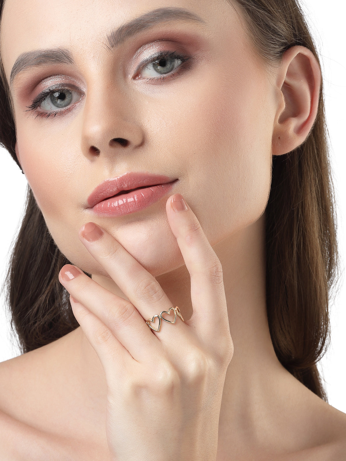 Scintillar by Sukkhi Lavish Valentine Gifts Collection Gold Plated Heartlinks Contemporary Finger Ring for Women & Girls | |LR106570