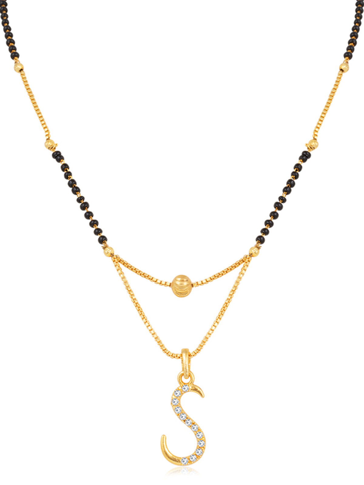 Sukkhi Glimmery Gold Plated Letter "S" Mangalsutra for Women M101043
