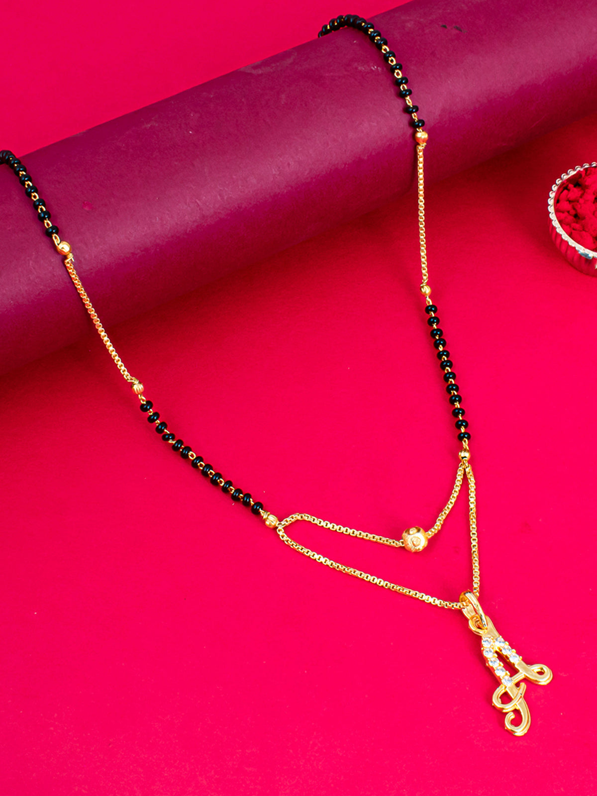 Sukkhi Glitzy Gold Plated Letter "A" Mangalsutra for Women M101048