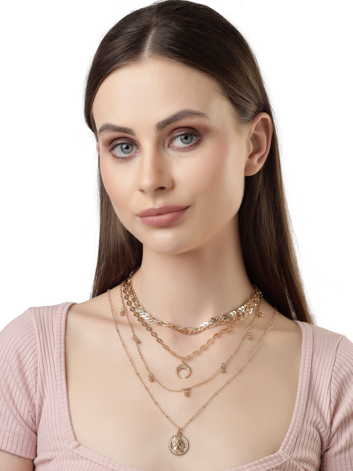 Scintillare by Sukkhi Charming Heart Shaped Multilayer Gold Plated Chain Pendant Necklace for Women & Girls |Birthday Gift for Girls And Women Anniversary Gift for Wife|Valentine Day Gifts|N106589
