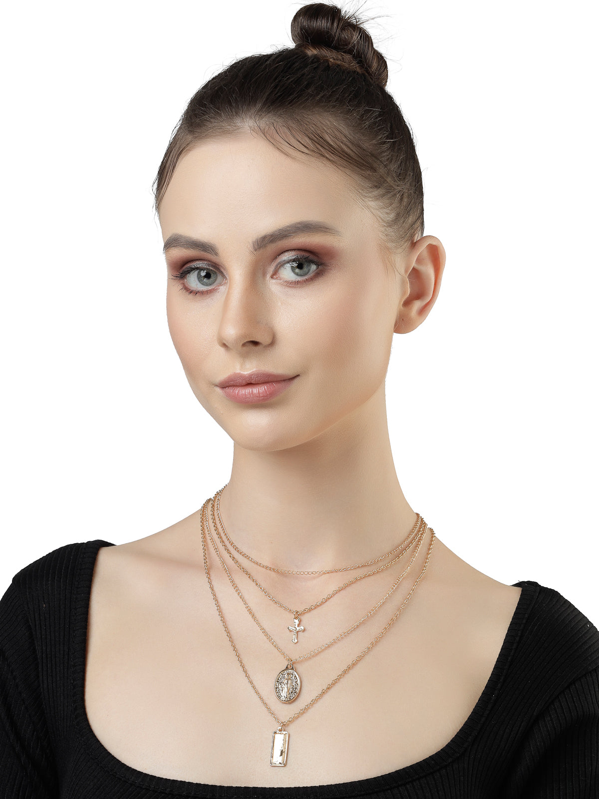 Scintillare by Sukkhi Creative Style Gold Plated Queen Inspired Multilayered Pendant Necklace for Women & Girls |Birthday Gift for Girls And Women Anniversary Gift for Wife| Gifts Collection|N106610