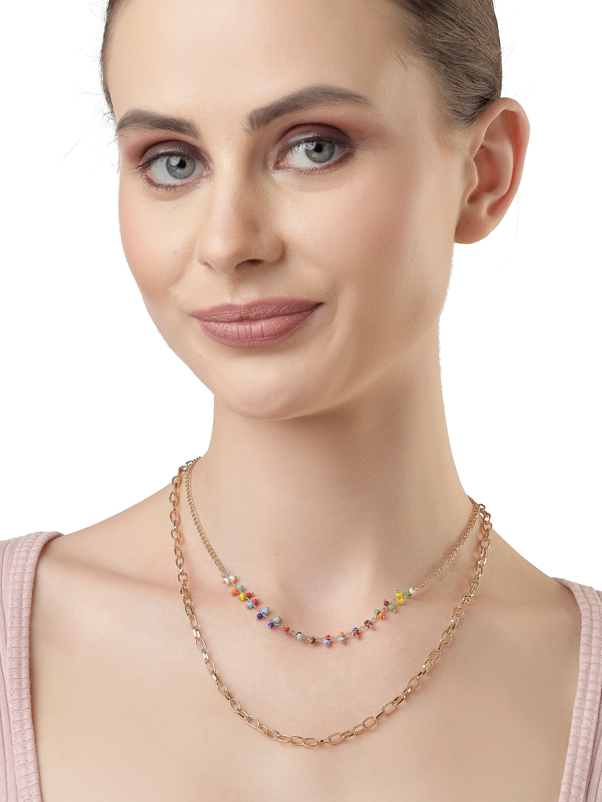 Scintillare by Sukkhi Eye-Catchy Multicolor 2 Layered Gold Plated Choker Necklace for Women & Girls |Birthday Gift for Girls And Women Anniversary Gift for Wife| Gifts Collection|N106597