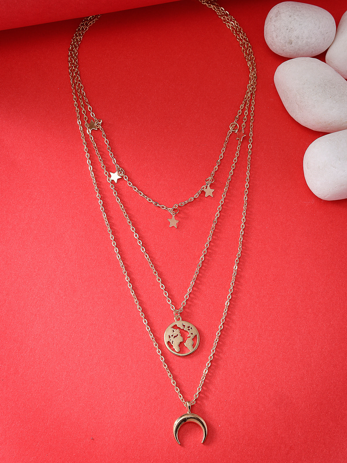 Scintillare by Sukkhi Latest 3 Layered Western Non Precious Base Metal Gold Plated Pendant Necklace for Women|Birthday Gift for Girls And Women Anniversary Gift for Wife| Gifts Collection|N106621