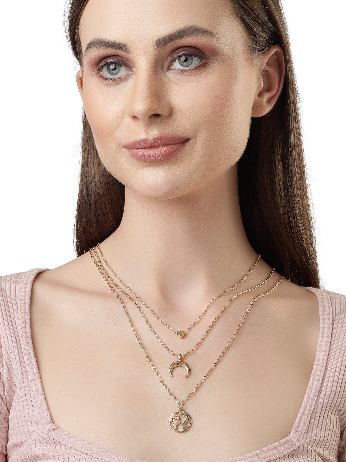 Scintillare by Sukkhi Latest 3 Layered Western Non Precious Base Metal Gold Plated Pendant Necklace for Women|Birthday Gift for Girls And Women Anniversary Gift for Wife| Gifts Collection|N106621