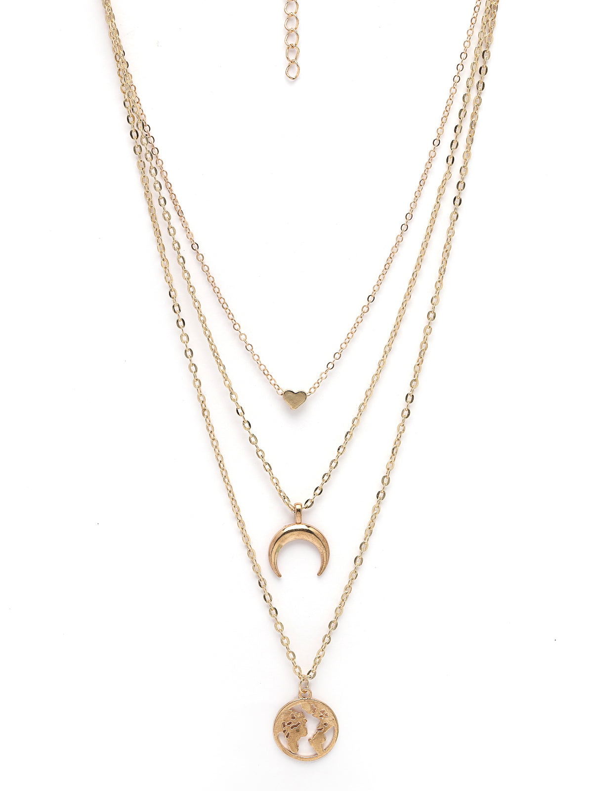 Scintillare by Sukkhi 3 Latest Stylish Multilayer Non Precious Base Metal Gold Plated Chain Pendant Necklace for Women|Birthday Gift for Girls And Women Anniversary Gift for Wife|Gifts |N106624