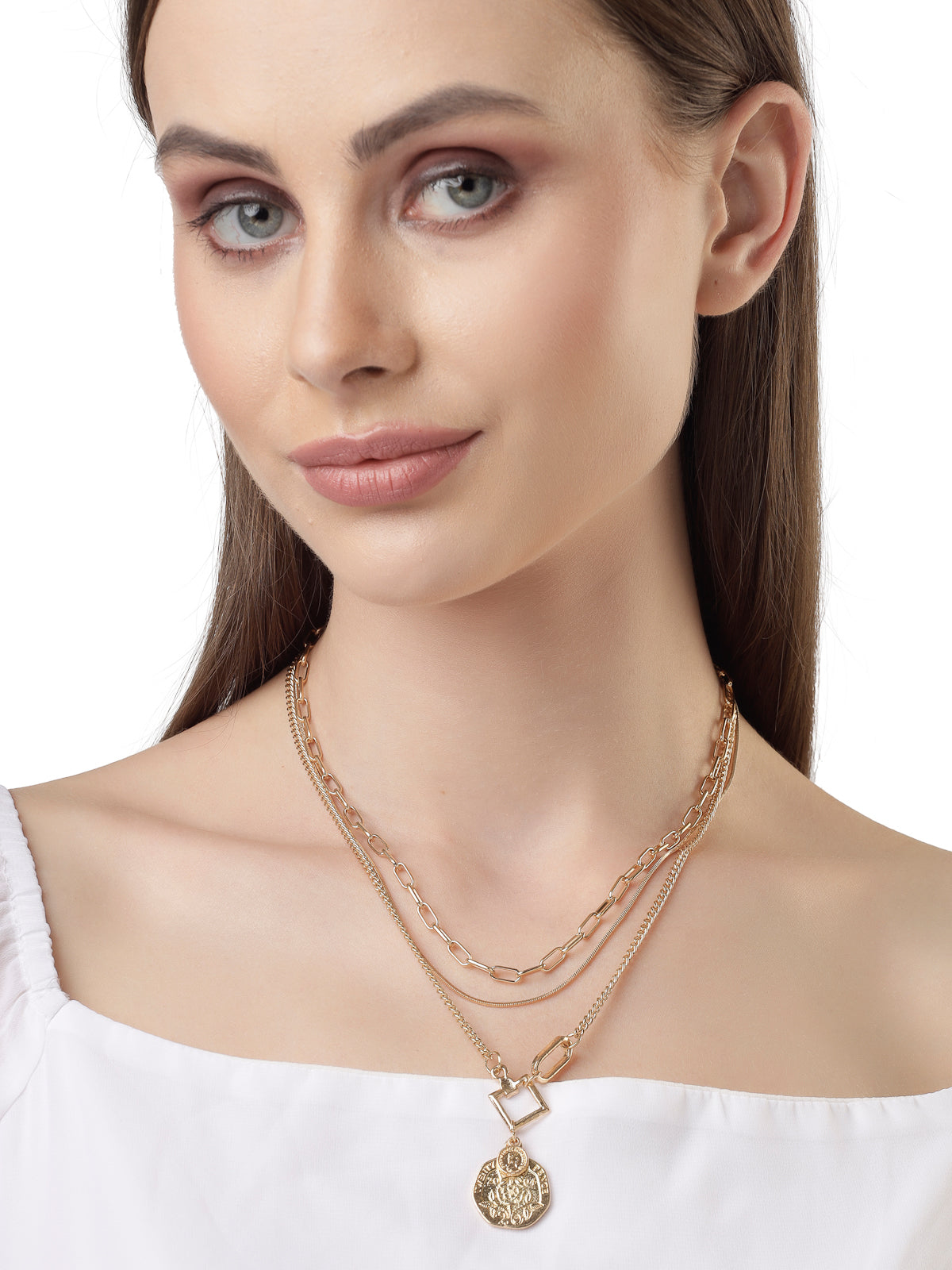 Scintillare by Sukkhi 3 Latest Stylish Multilayer Non Precious Base Metal Gold Plated Chain Pendant Necklace for Women|Birthday Gift for Girls And Women Anniversary Gift for Wife|Gifts |N106624