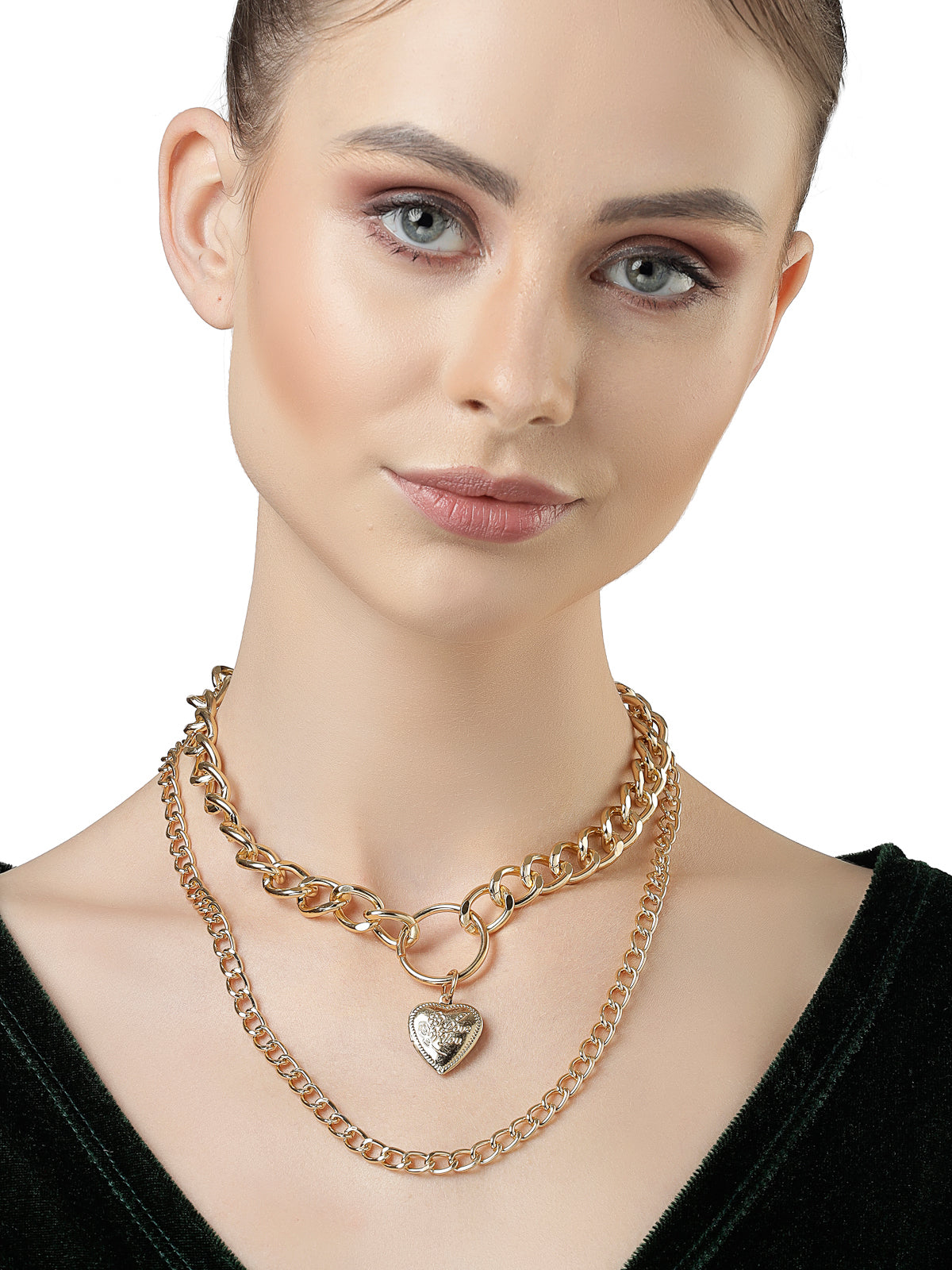 Scintillare by Sukkhi Iconic Fashionable Heart Multilayered Gold Plated Pendant Necklace for Women & Girls |Birthday Gift for Girls And Women Anniversary Gift for Wife| Valentine Day Gifts|N106729