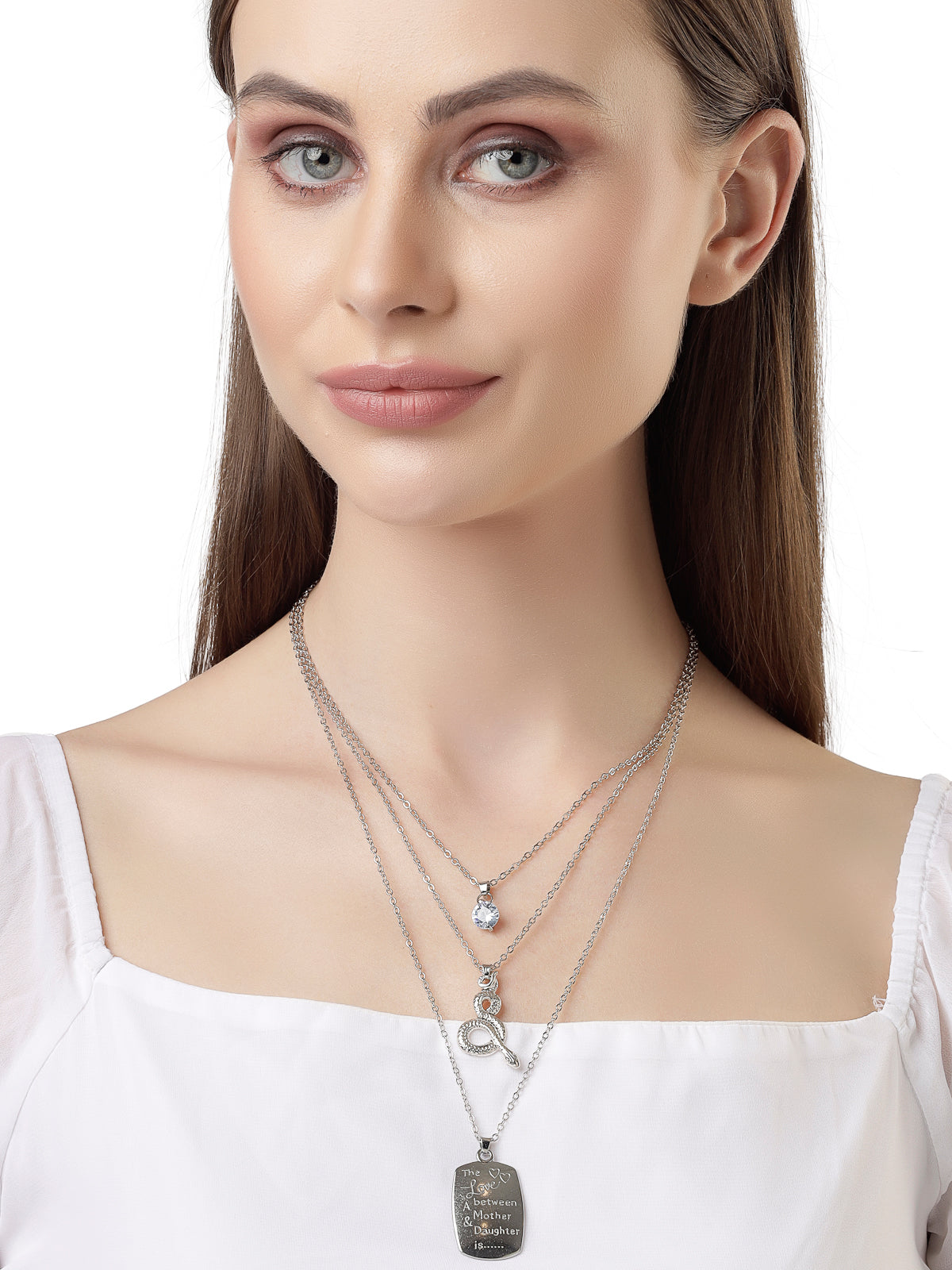 Scintillare by Sukkhi Fashionable Multilayered Rhodium Plated Silver Crystals Pendant Necklace for Women & Girls |Birthday Gift for Girls And Women Anniversary Gift for Wife| Gifts Collection|N106751
