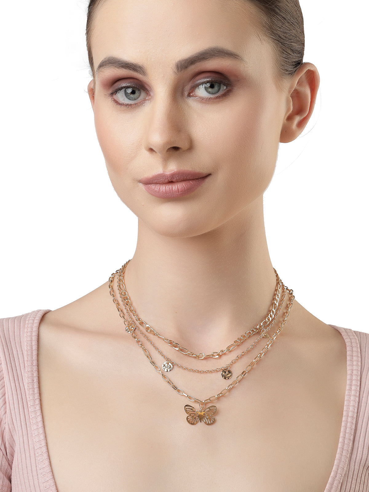 Scintillare by Sukkhi Latest Fashionable 3 Layered Gold Plated Butterfly Pendant Necklace for Women & Girls |Birthday Gift for Girls And Women Anniversary Gift for Wife| Gifts Collection|N106760