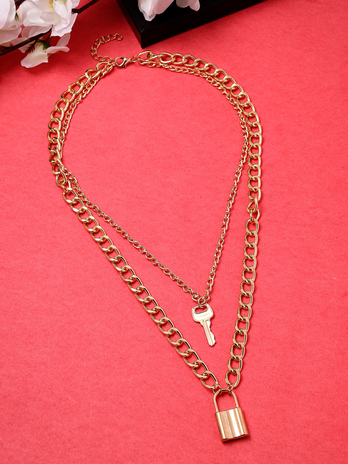 Scintillare by Sukkhi Iconic Style Gold Plated Key Lock Pendant Necklace for Women & Girls |Birthday Gift for Girls And Women Anniversary Gift for Wife| Gifts Collection|N106787
